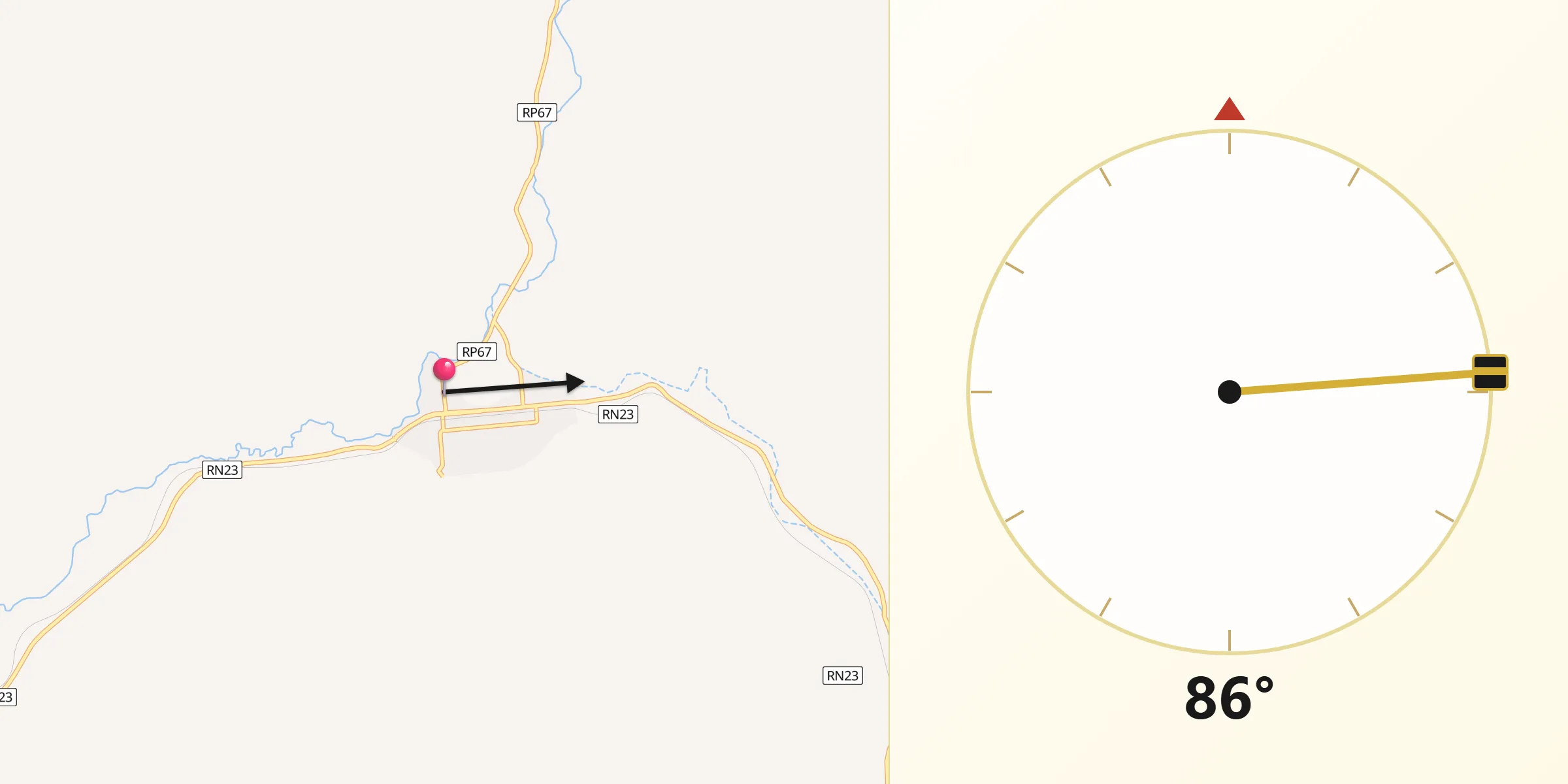 Dirección de la Qibla desde Comallo