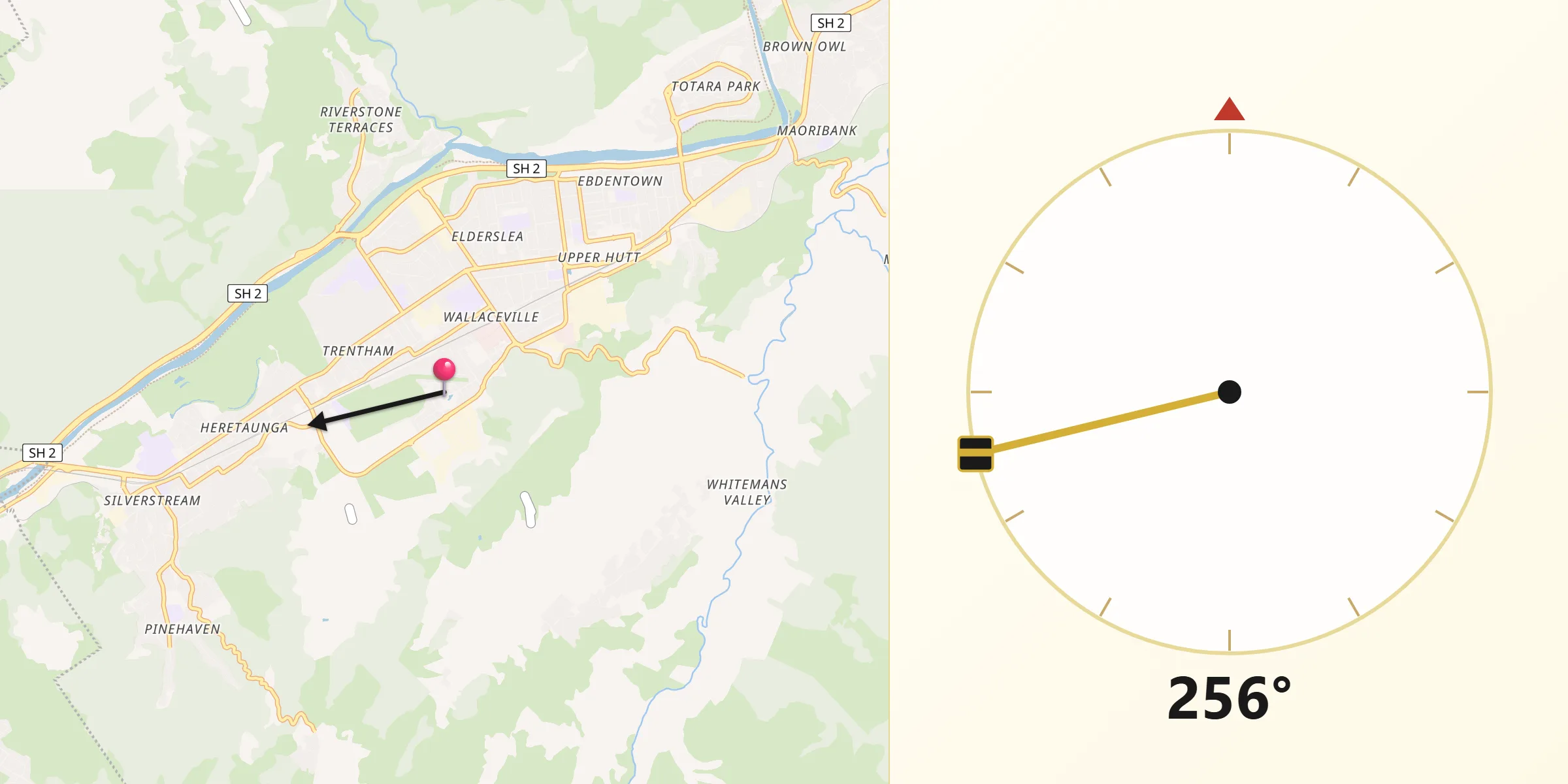 Qibla Direction from Upper Hutt