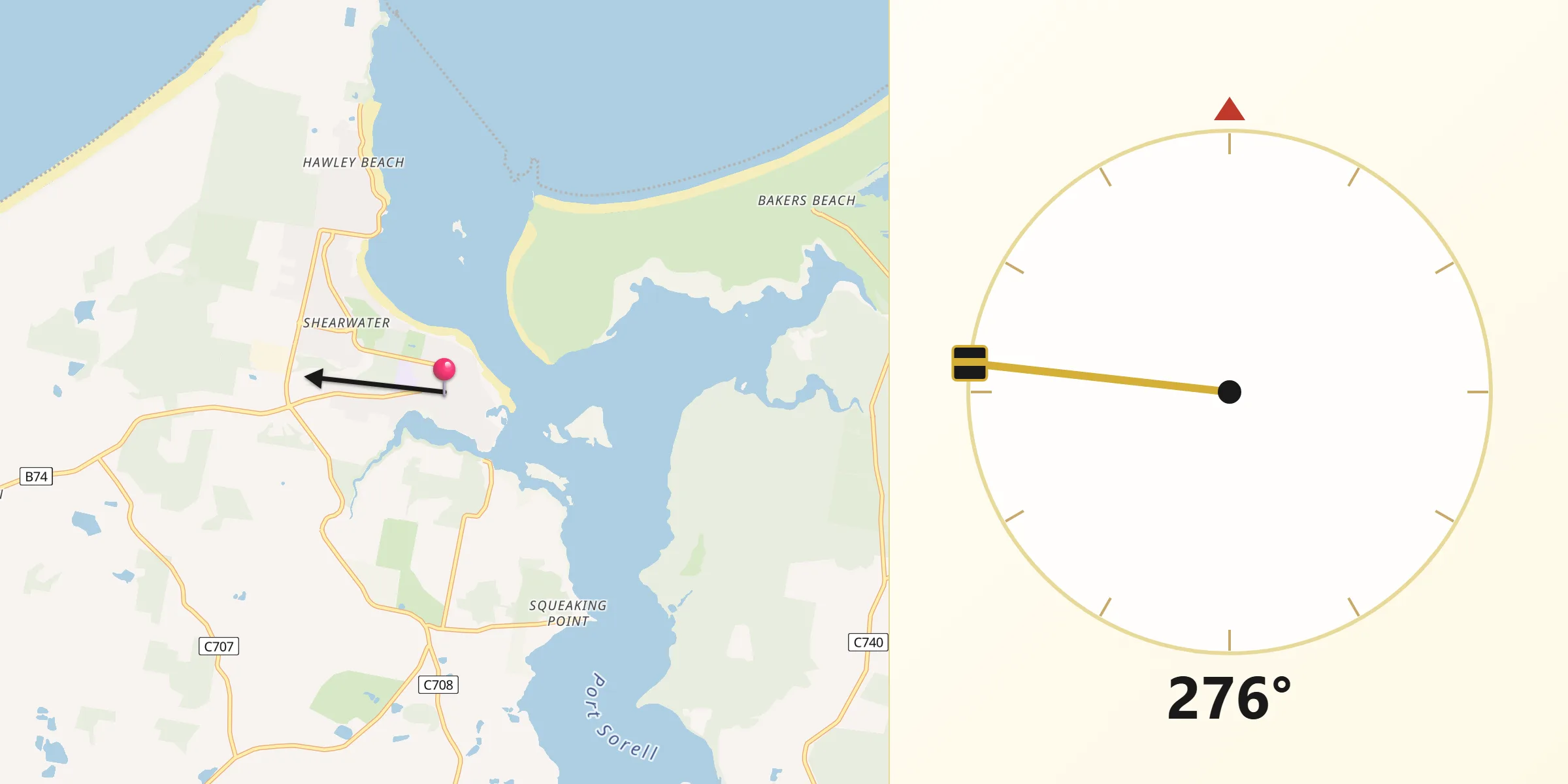 Qibla Direction from Port Sorell