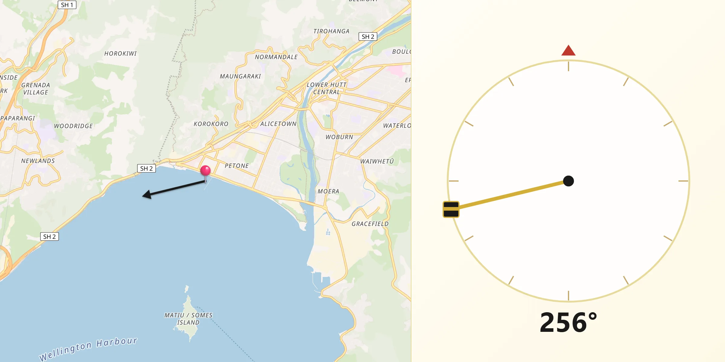 Qibla Direction from Petone