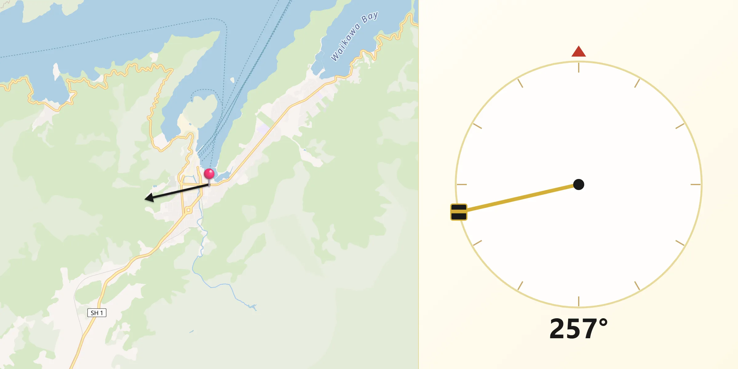 Qibla Direction from Picton