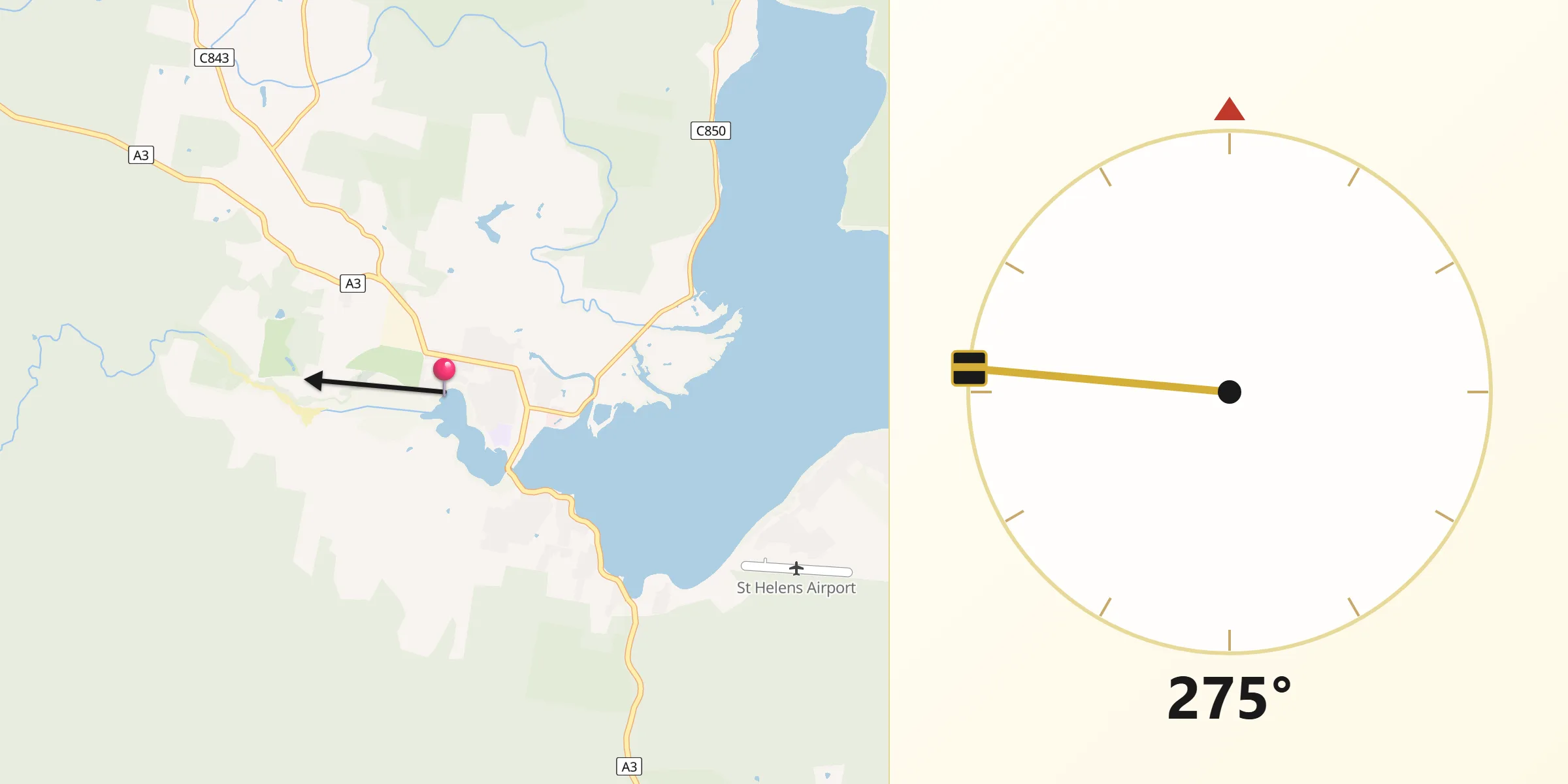 Qibla Direction from St Helens