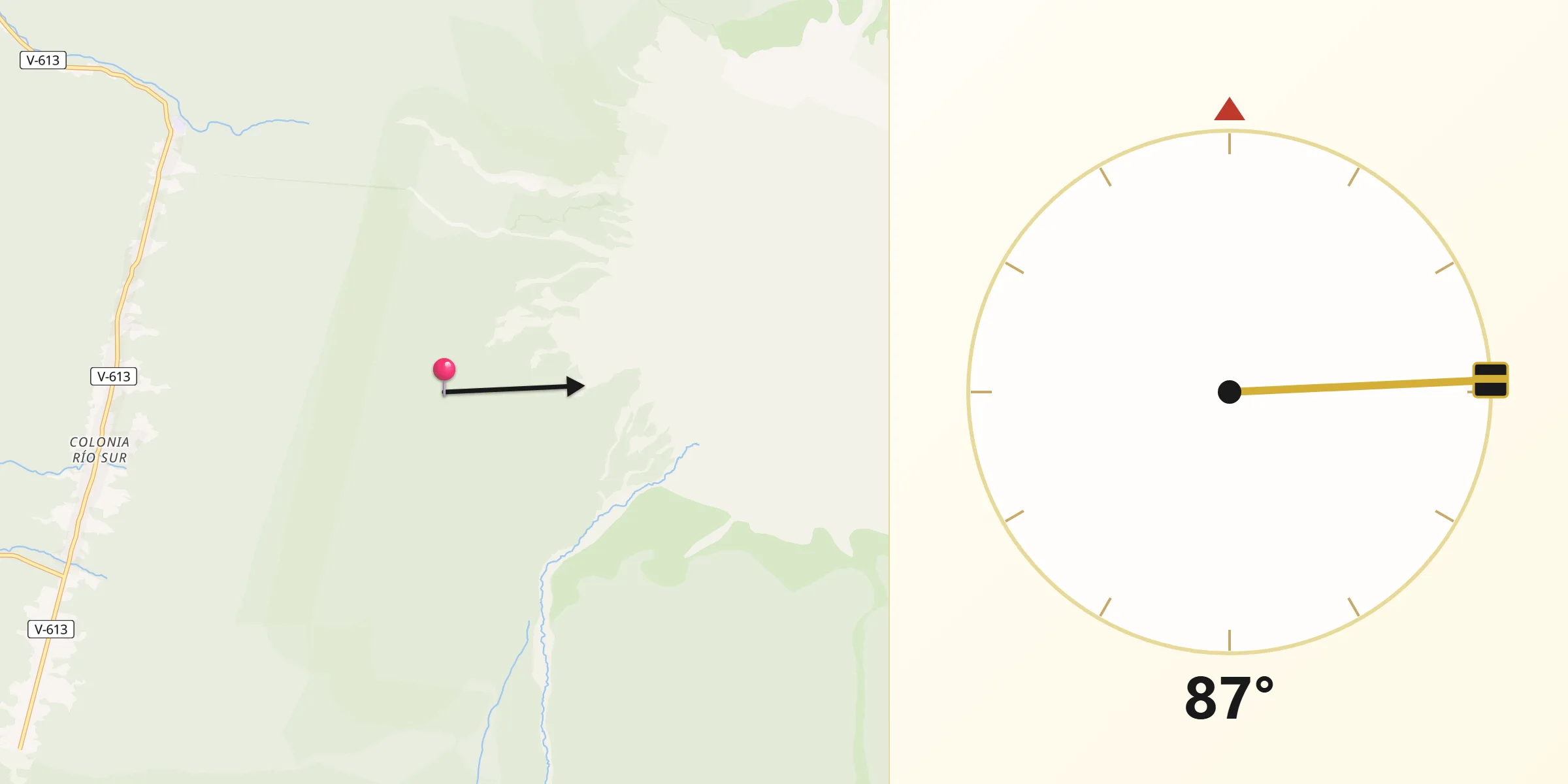 Dirección de la Qibla desde Llanquihue