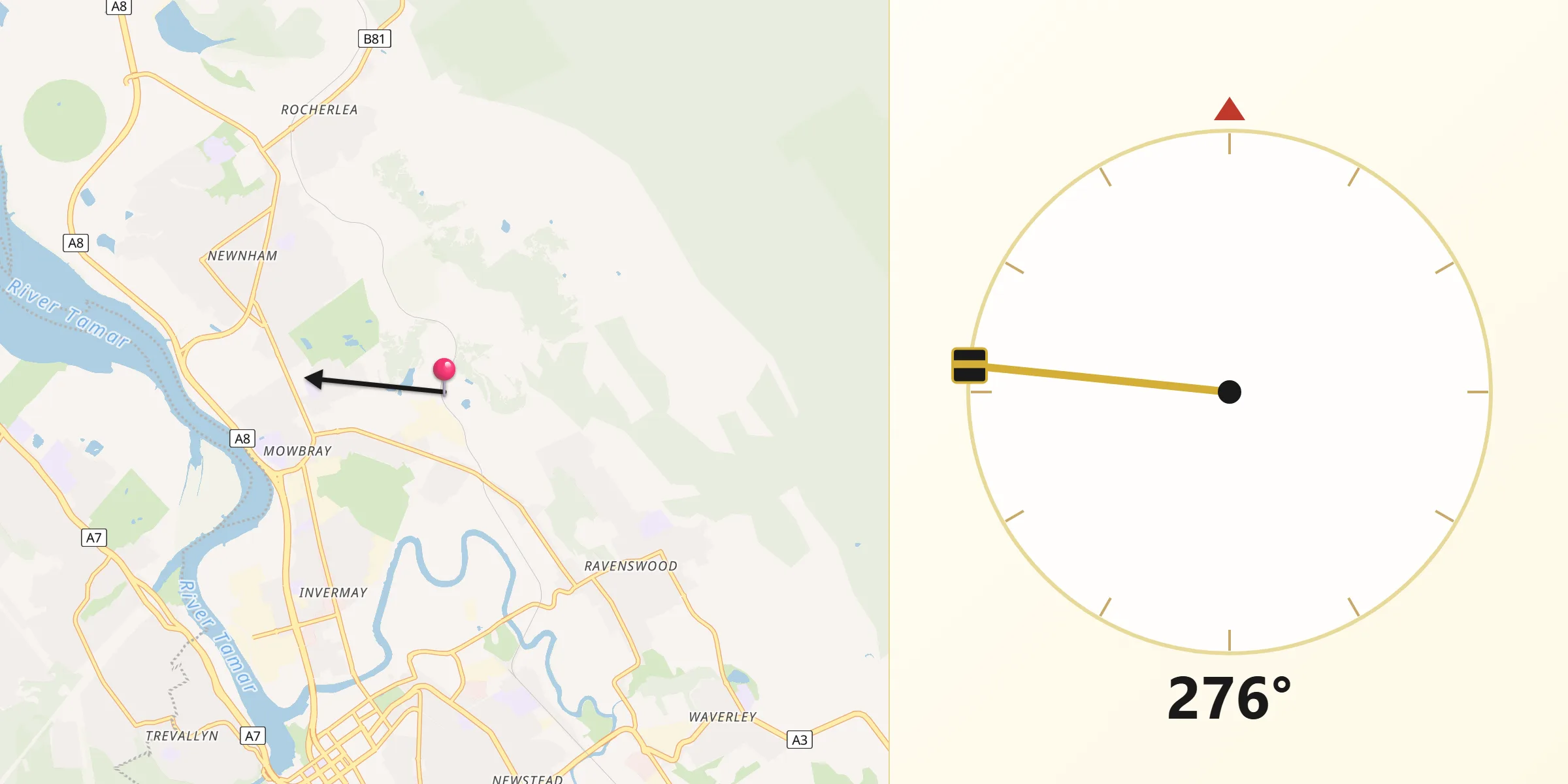 Qibla Direction from Mowbray