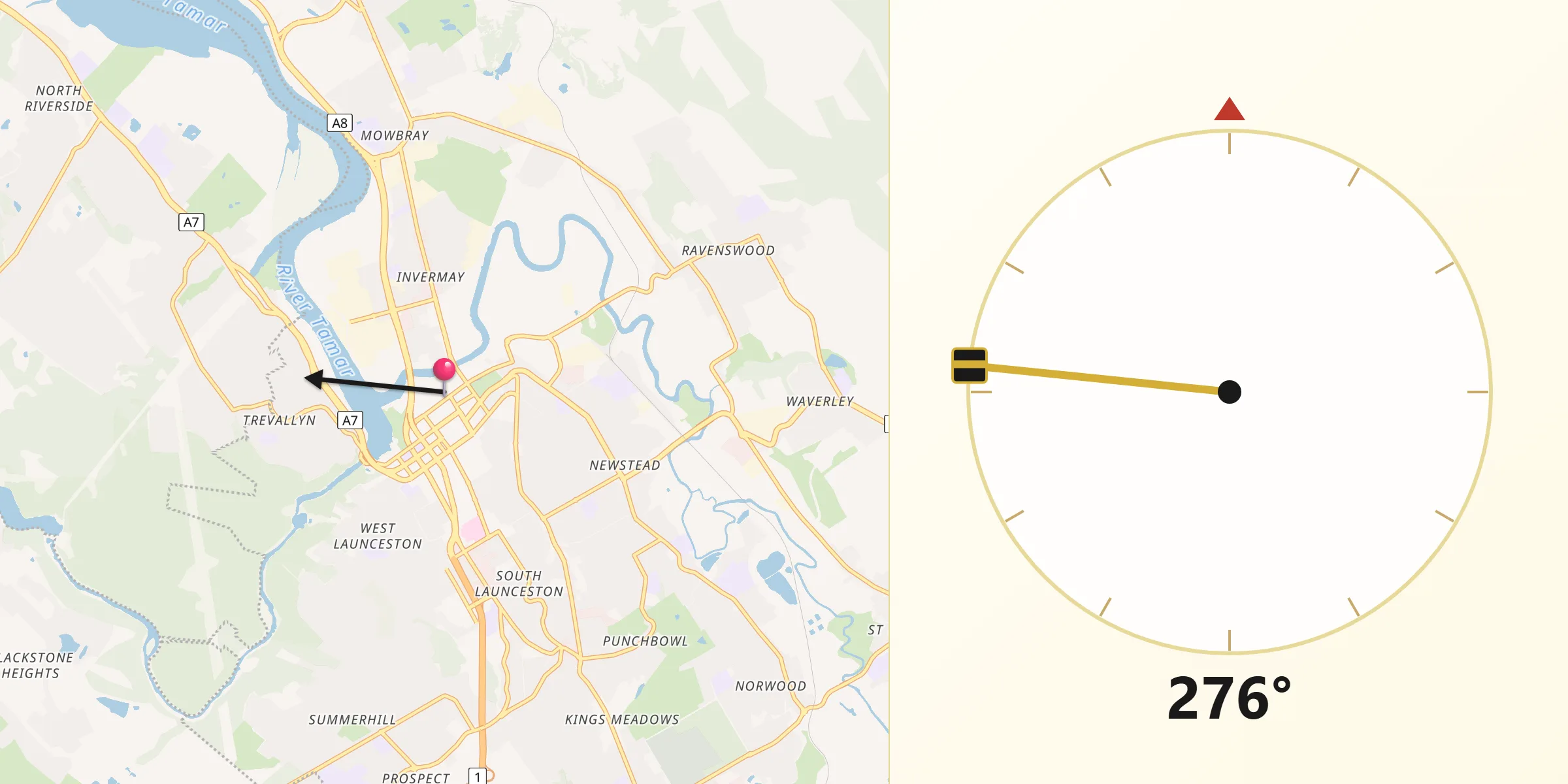 Qibla Direction from Launceston city centre