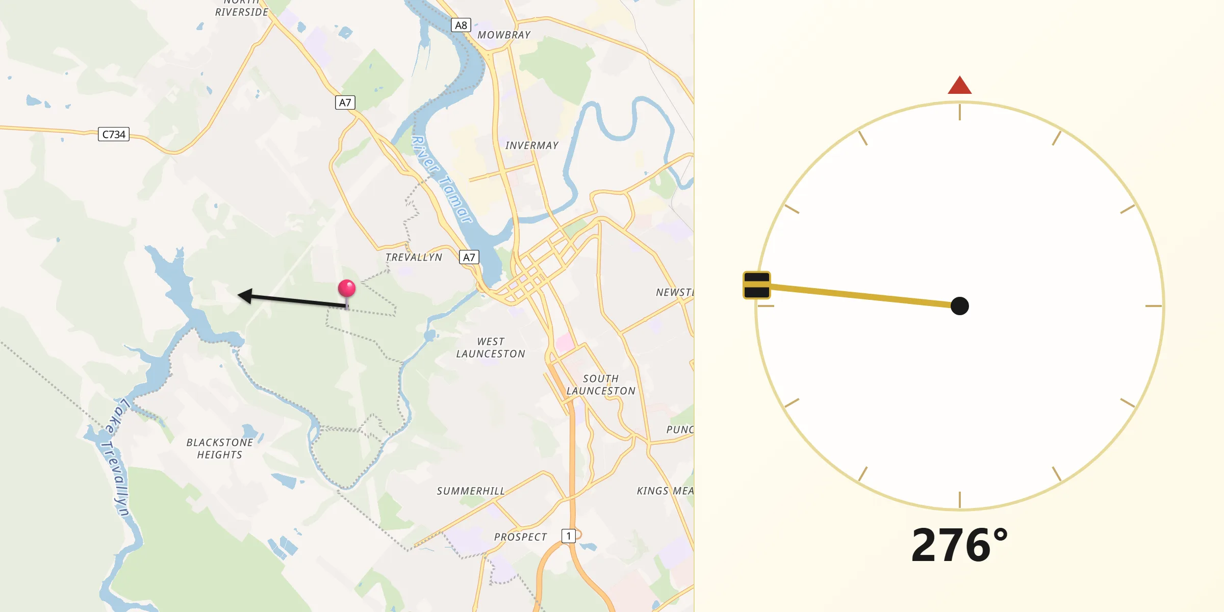 Qibla Direction from Trevallyn