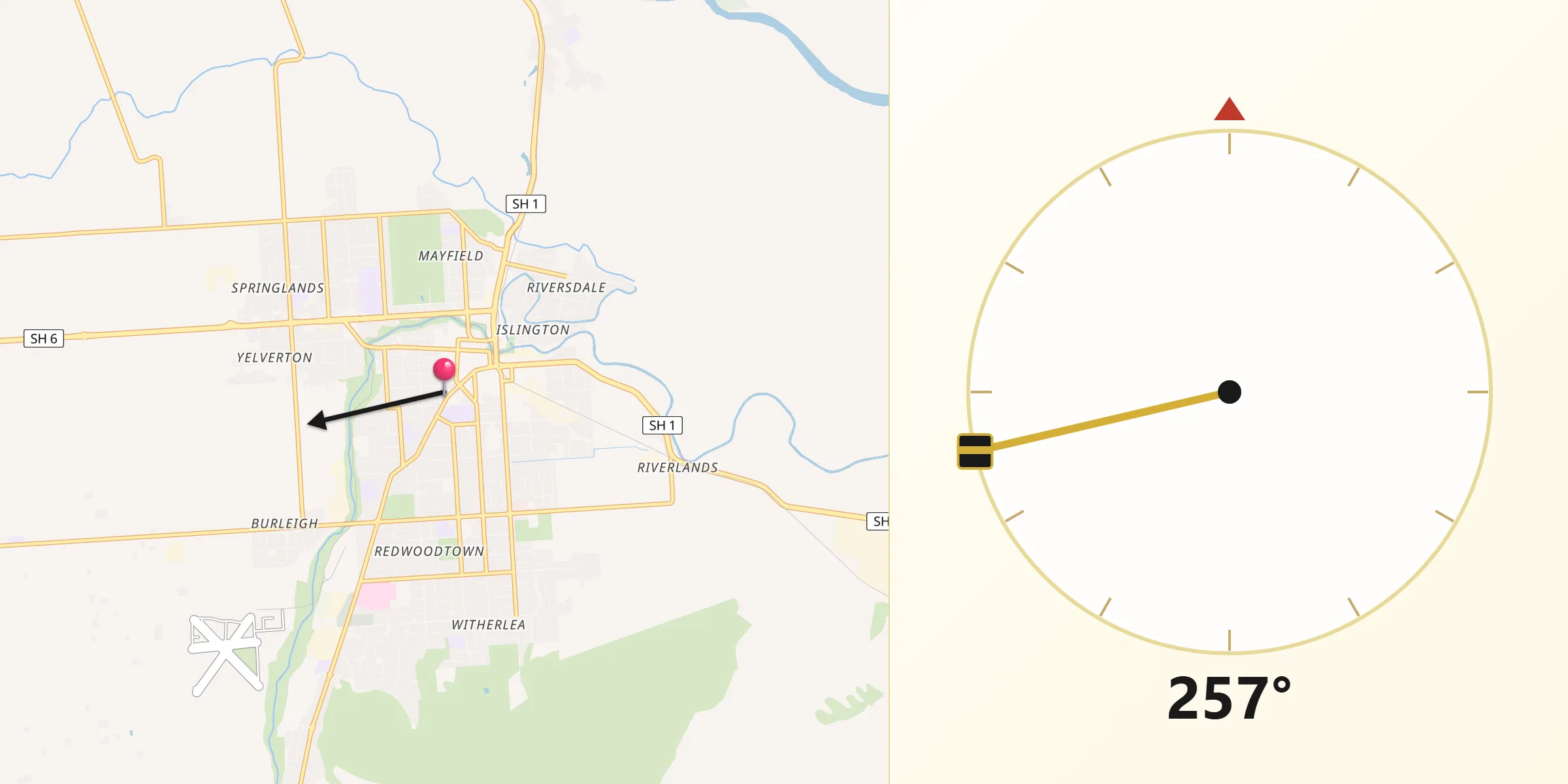 Qibla Direction from Blenheim
