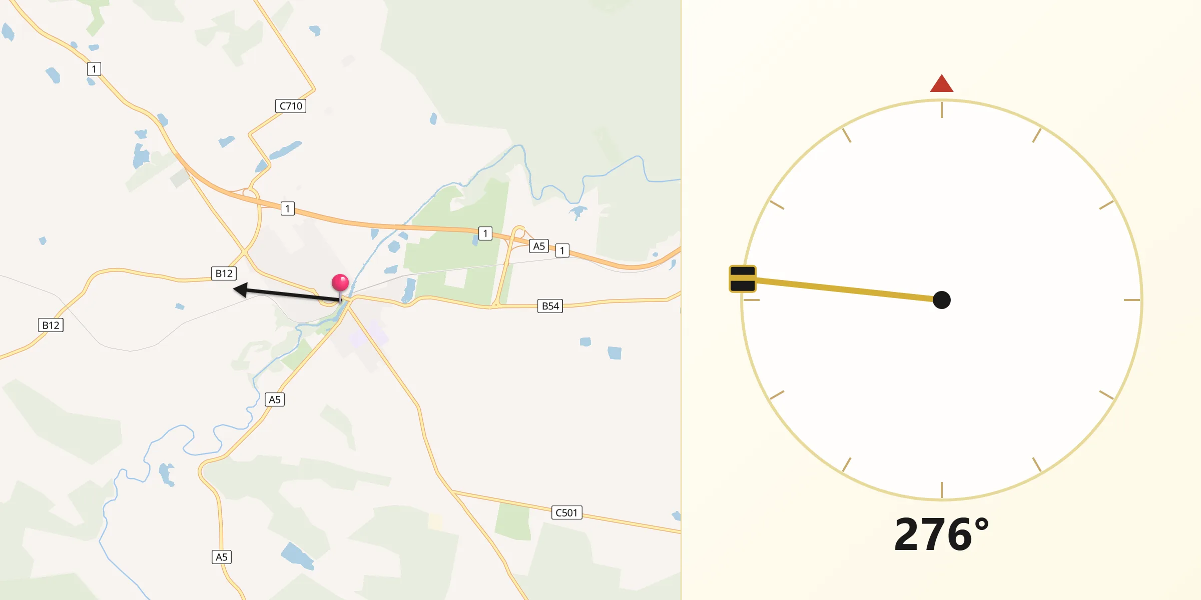Qibla Direction from Deloraine