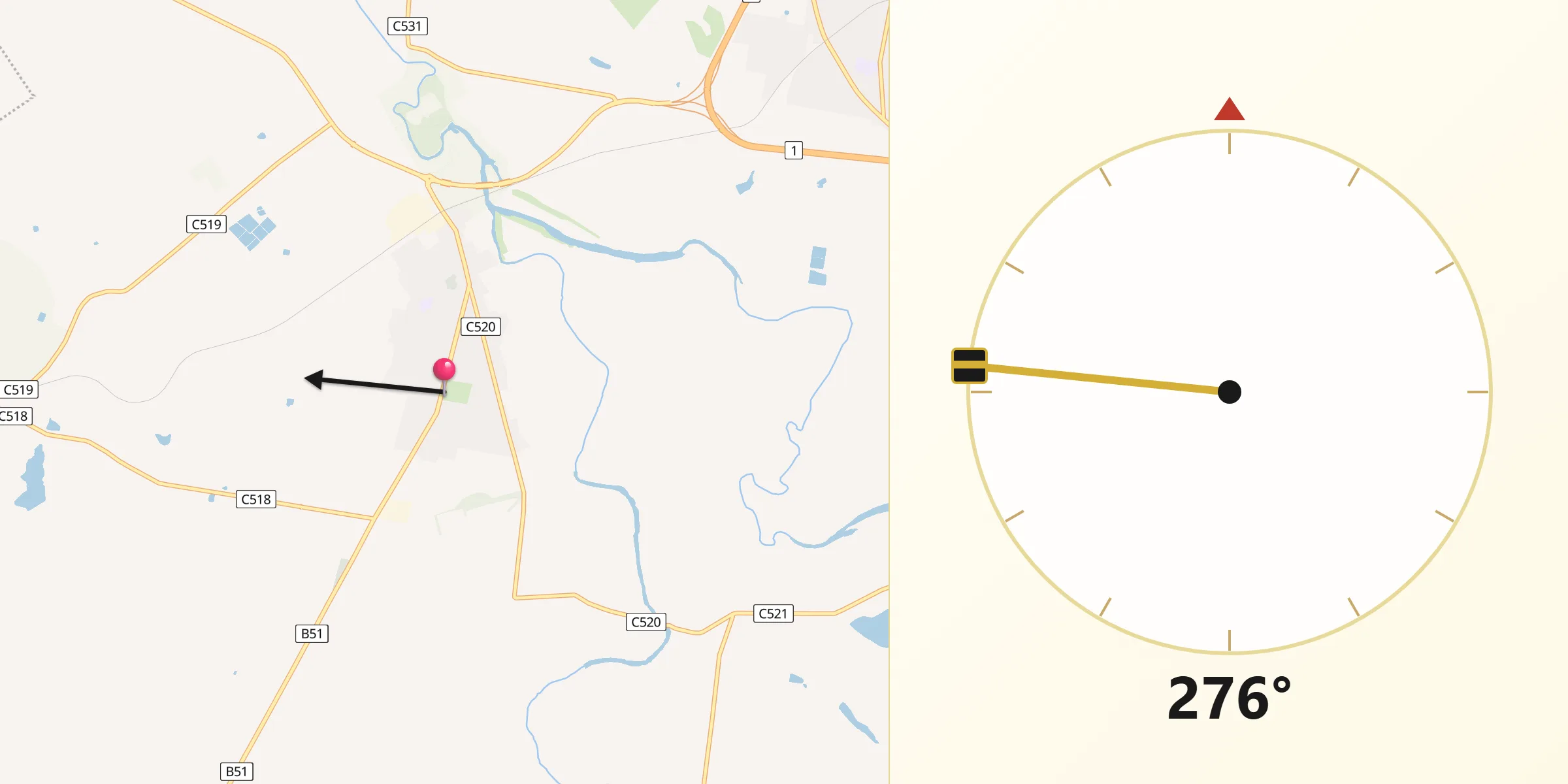 Qibla Direction from Longford