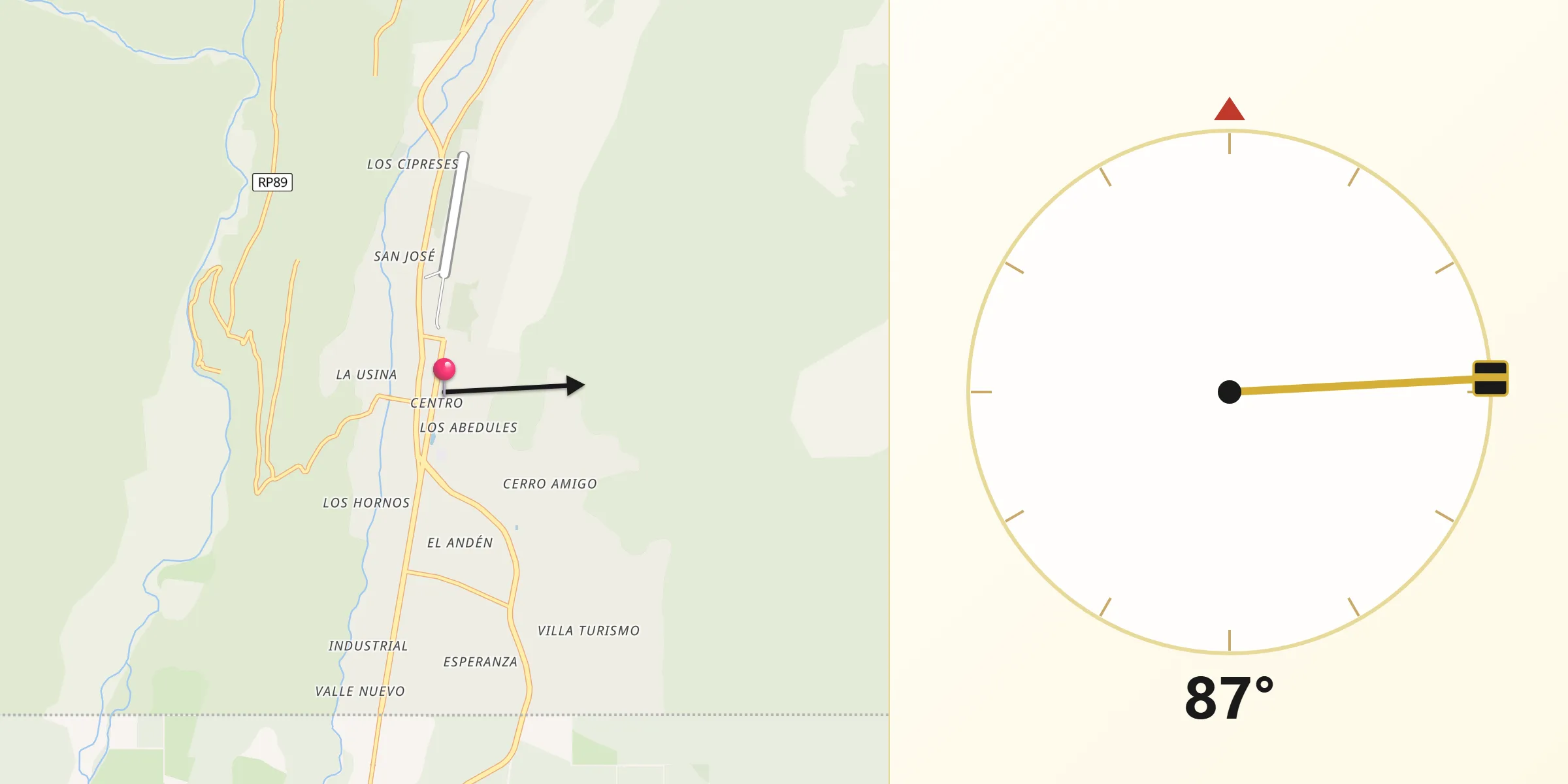 Dirección de la Qibla desde El Bolsón