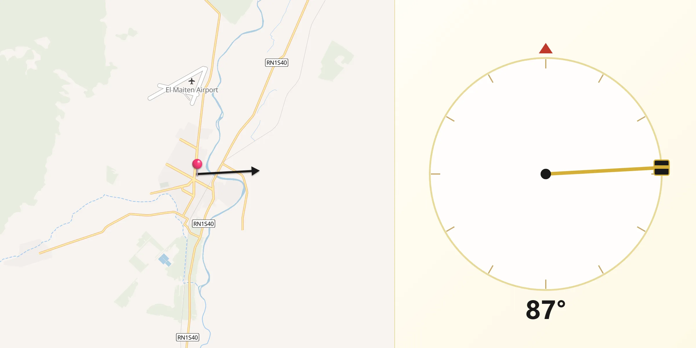 Dirección de la Qibla desde El Maitén