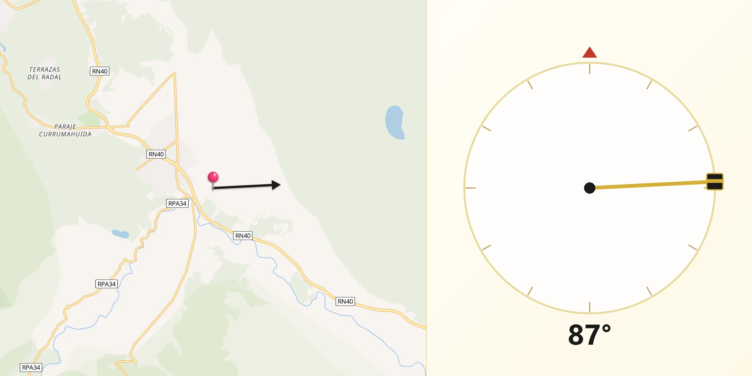 Dirección de la Qibla desde Hoyo de Epuyén