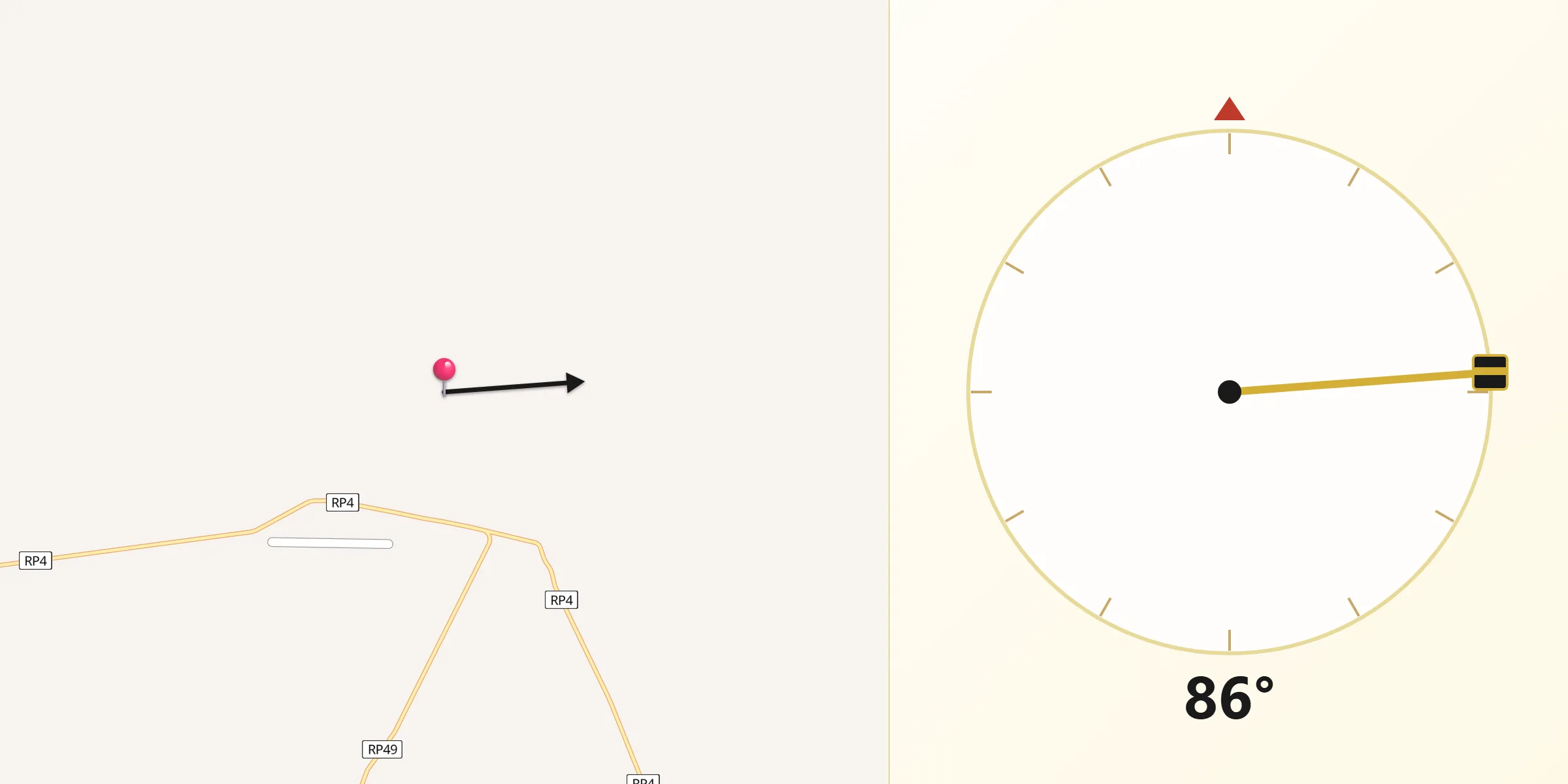 Dirección de la Qibla desde Gastre