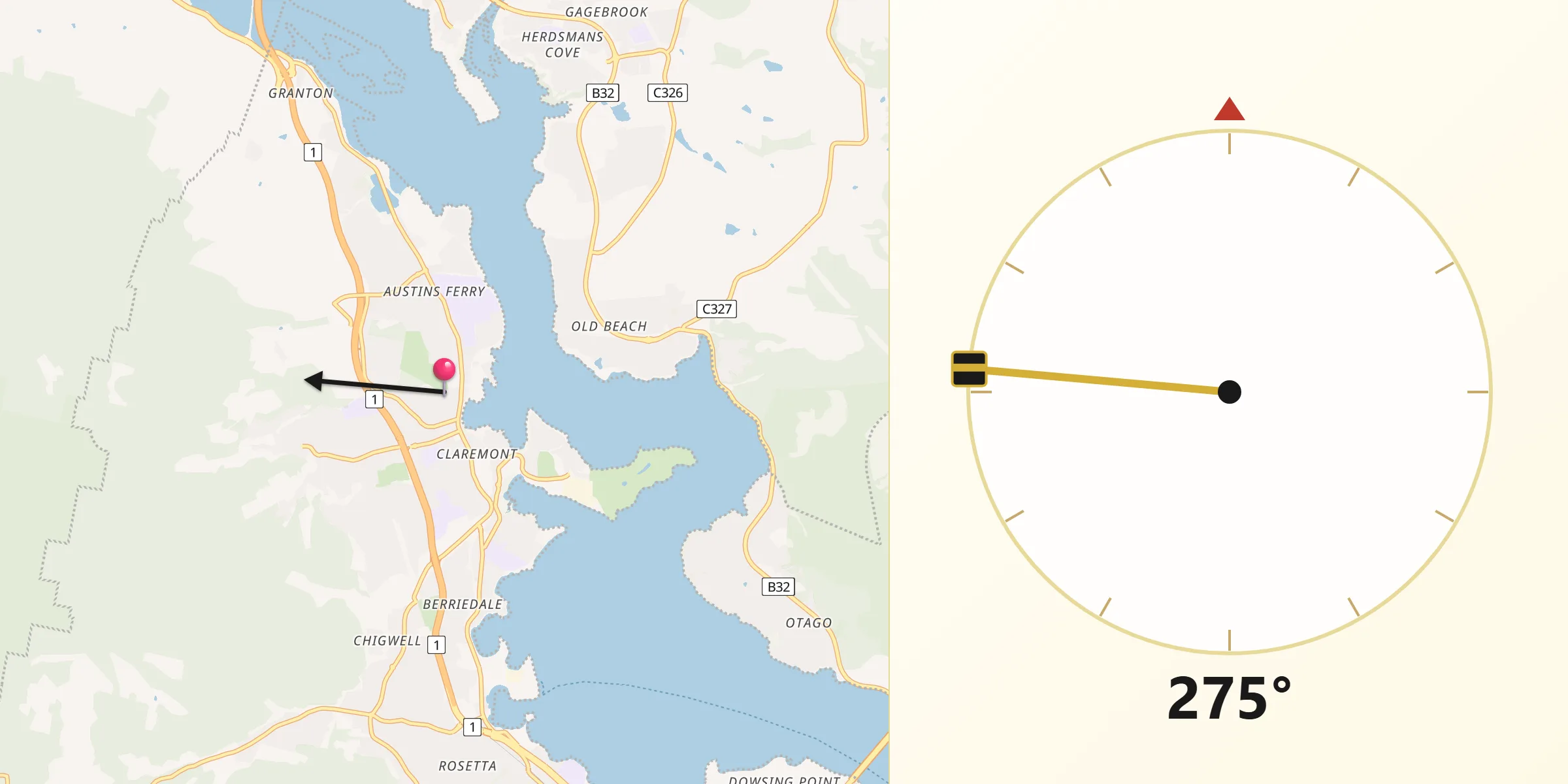 Qibla Direction from Claremont