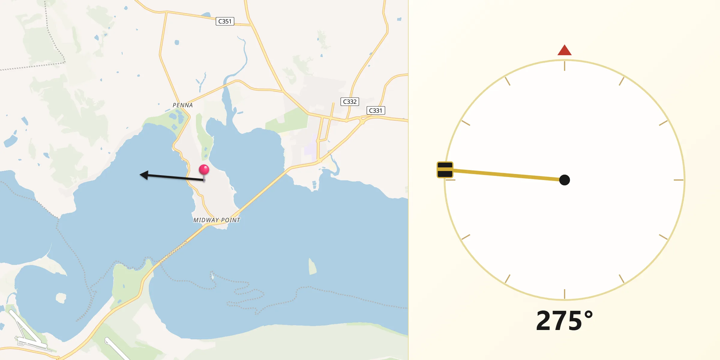Qibla Direction from Midway Point