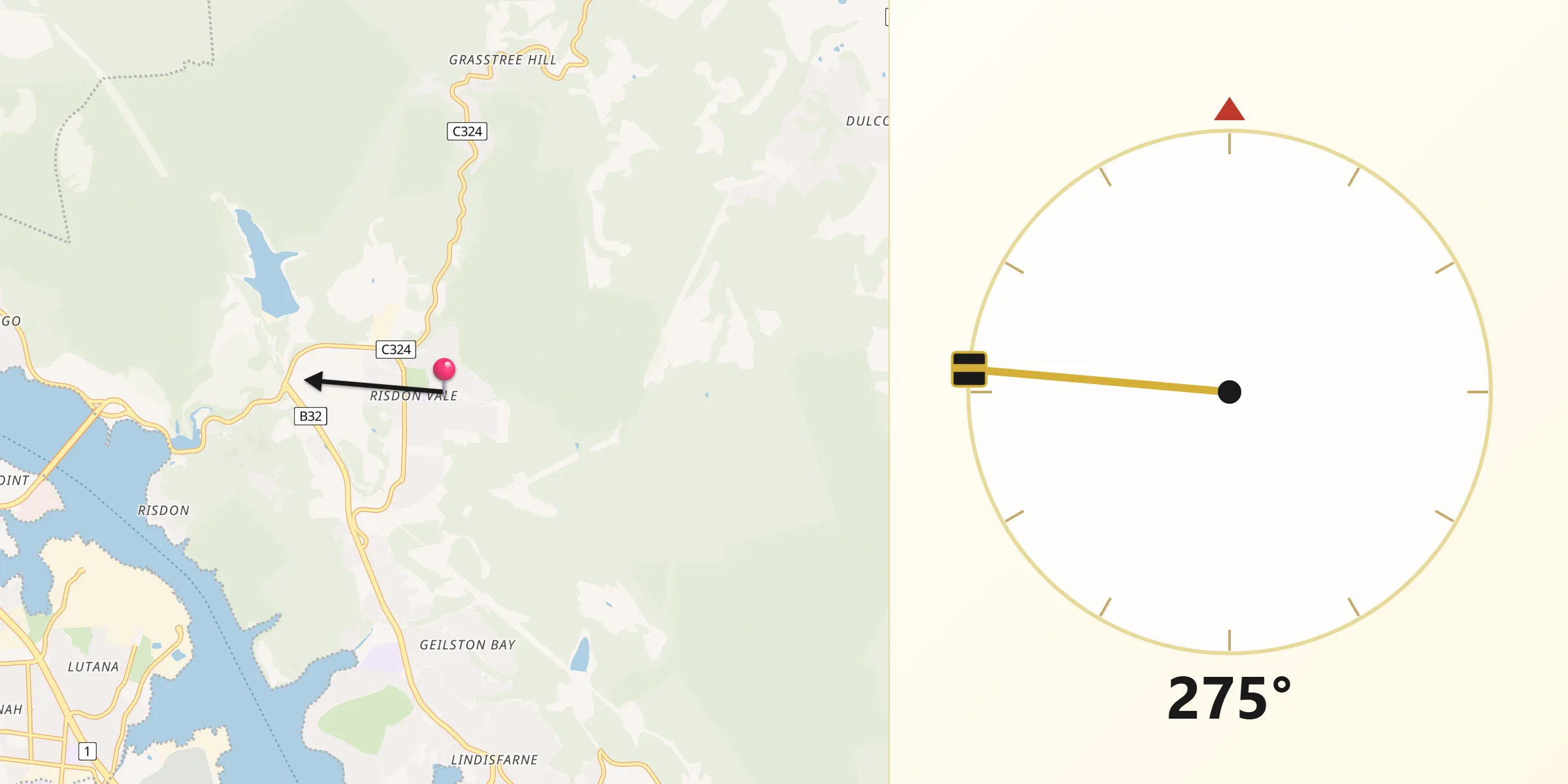 Qibla Direction from Risdon Vale