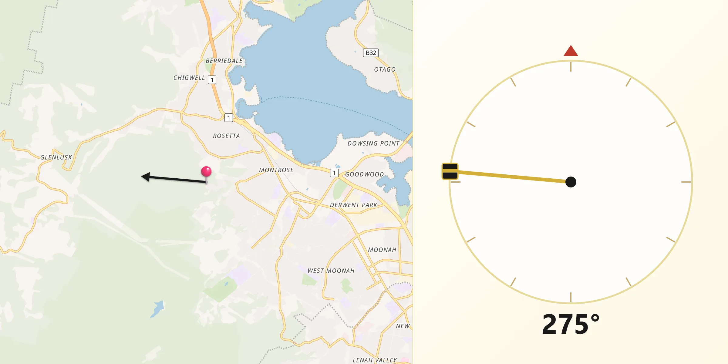 Qibla Direction from Montrose