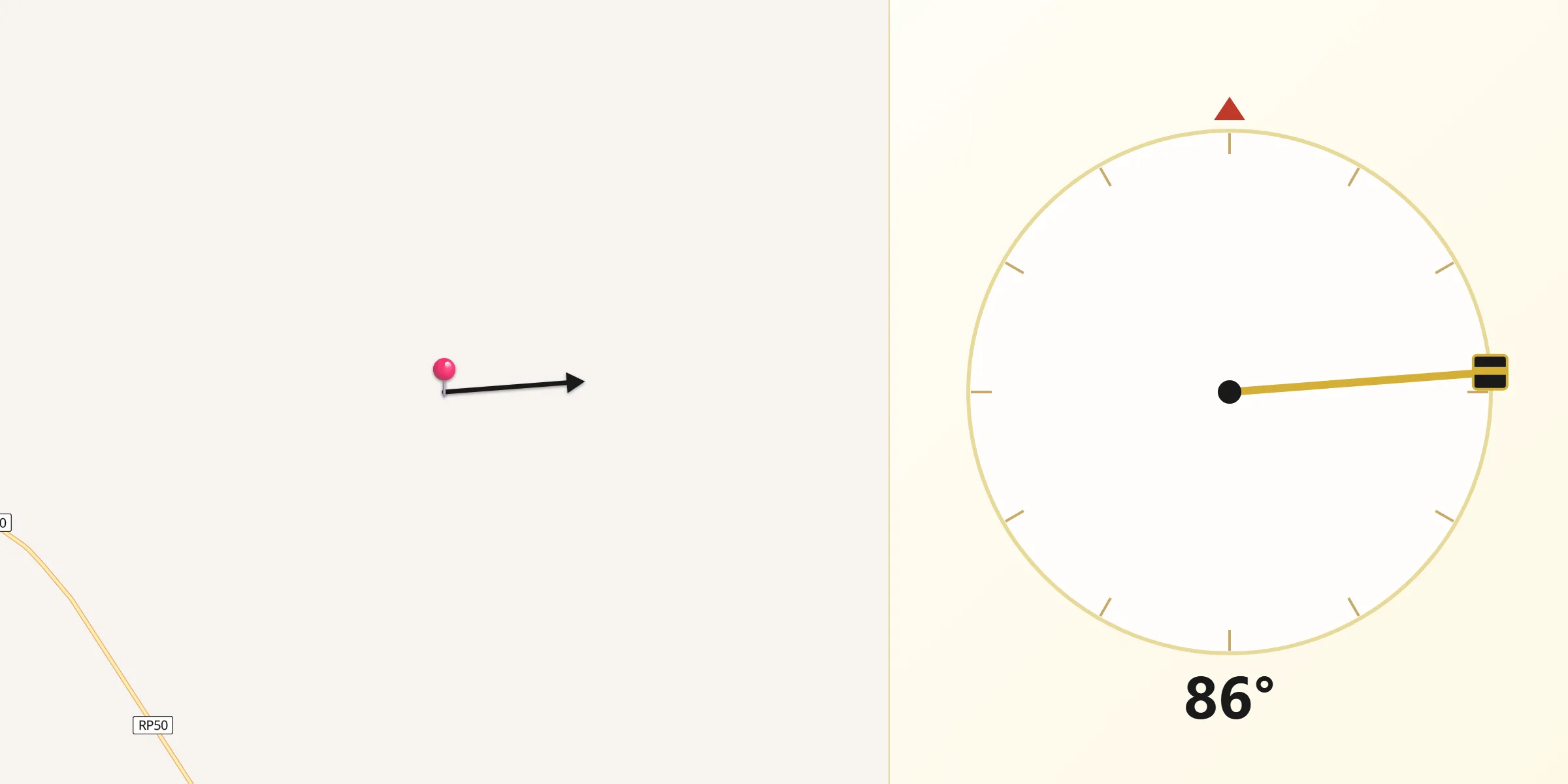 Dirección de la Qibla desde Departamento de Gastre