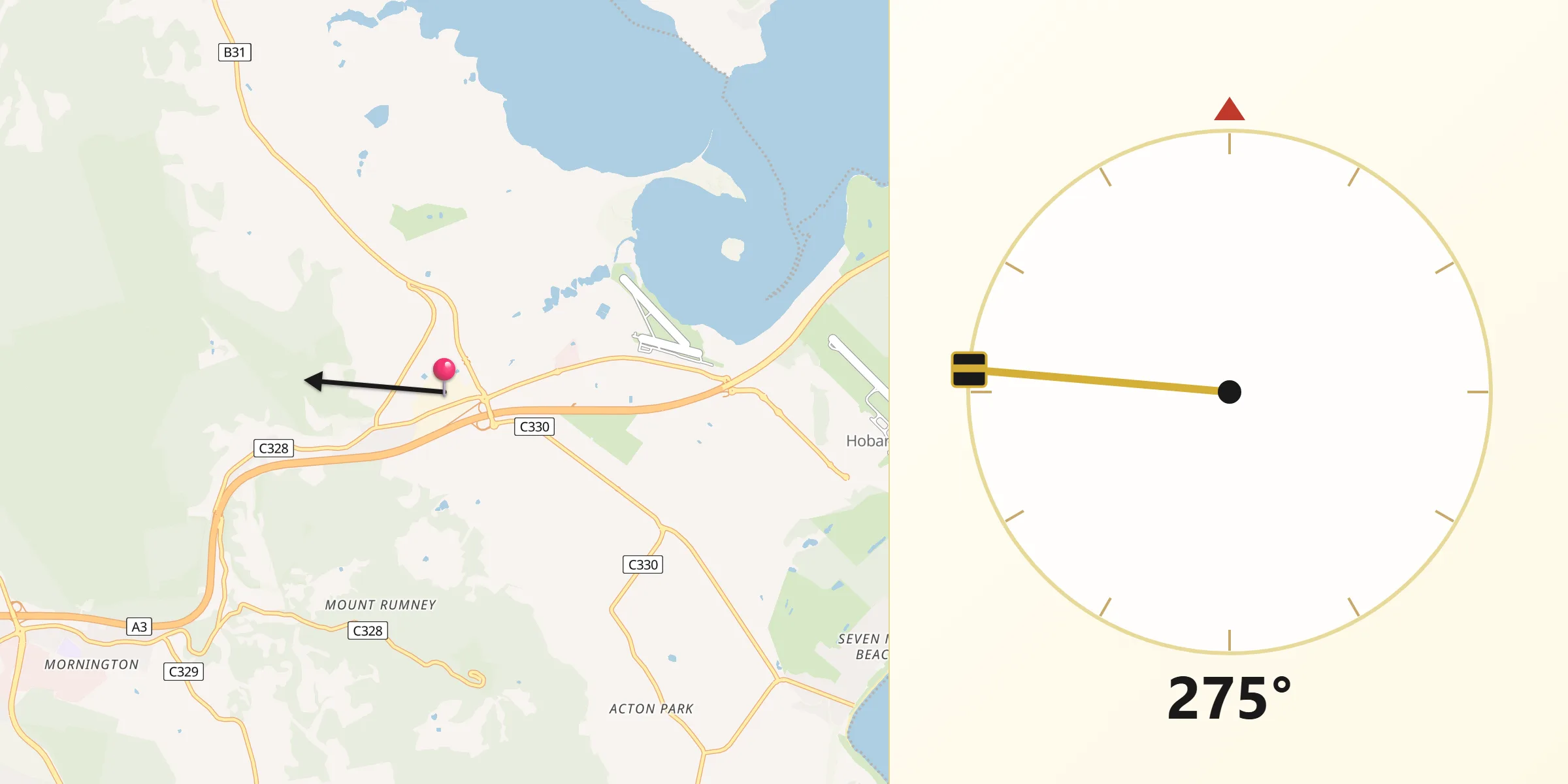 Qibla Direction from Cambridge