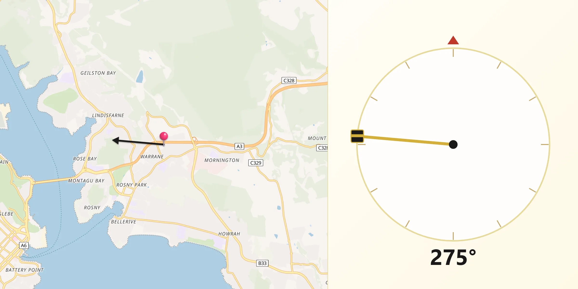 Qibla Direction from Warrane