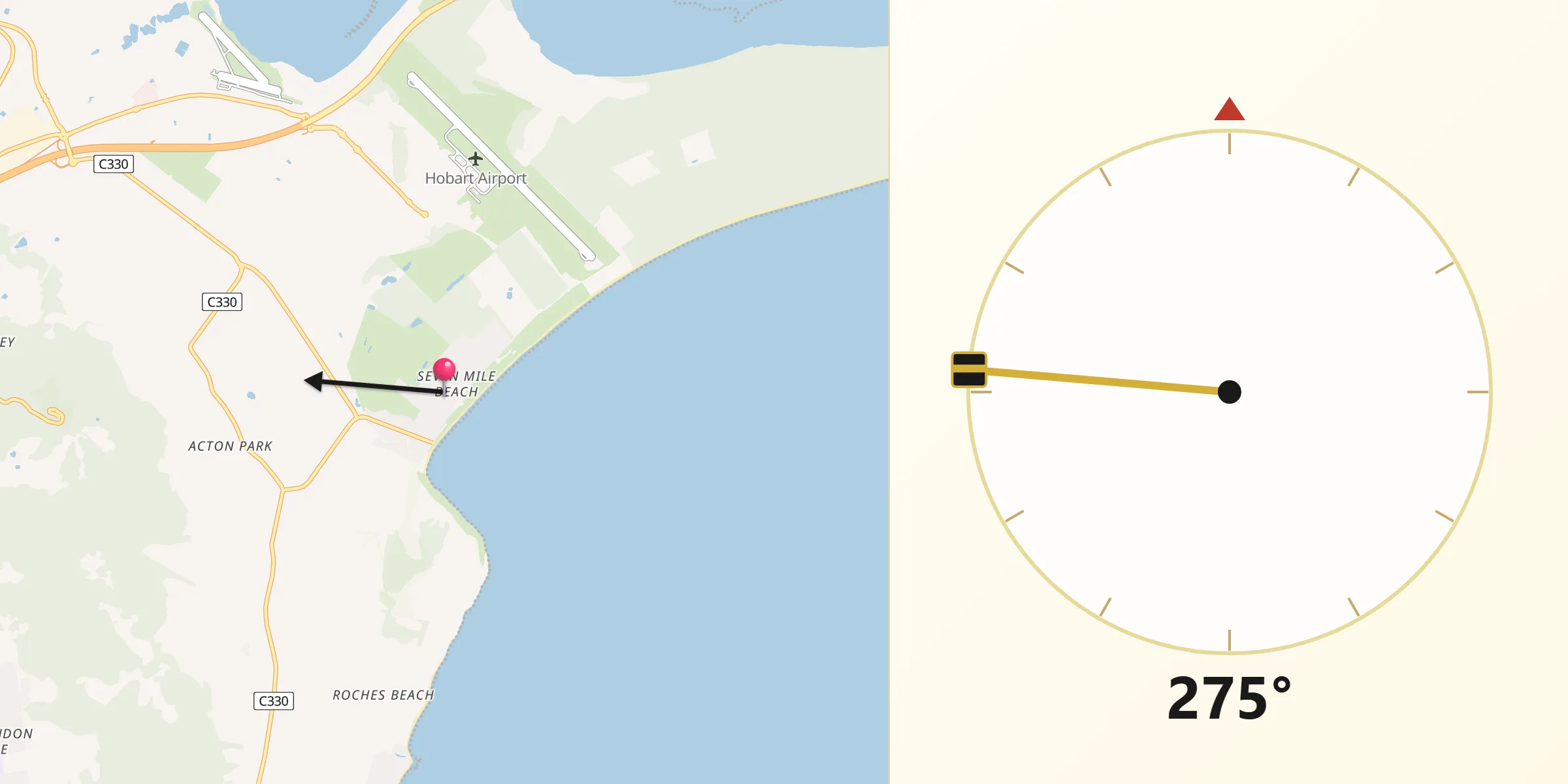 Qibla Direction from Seven Mile Beach