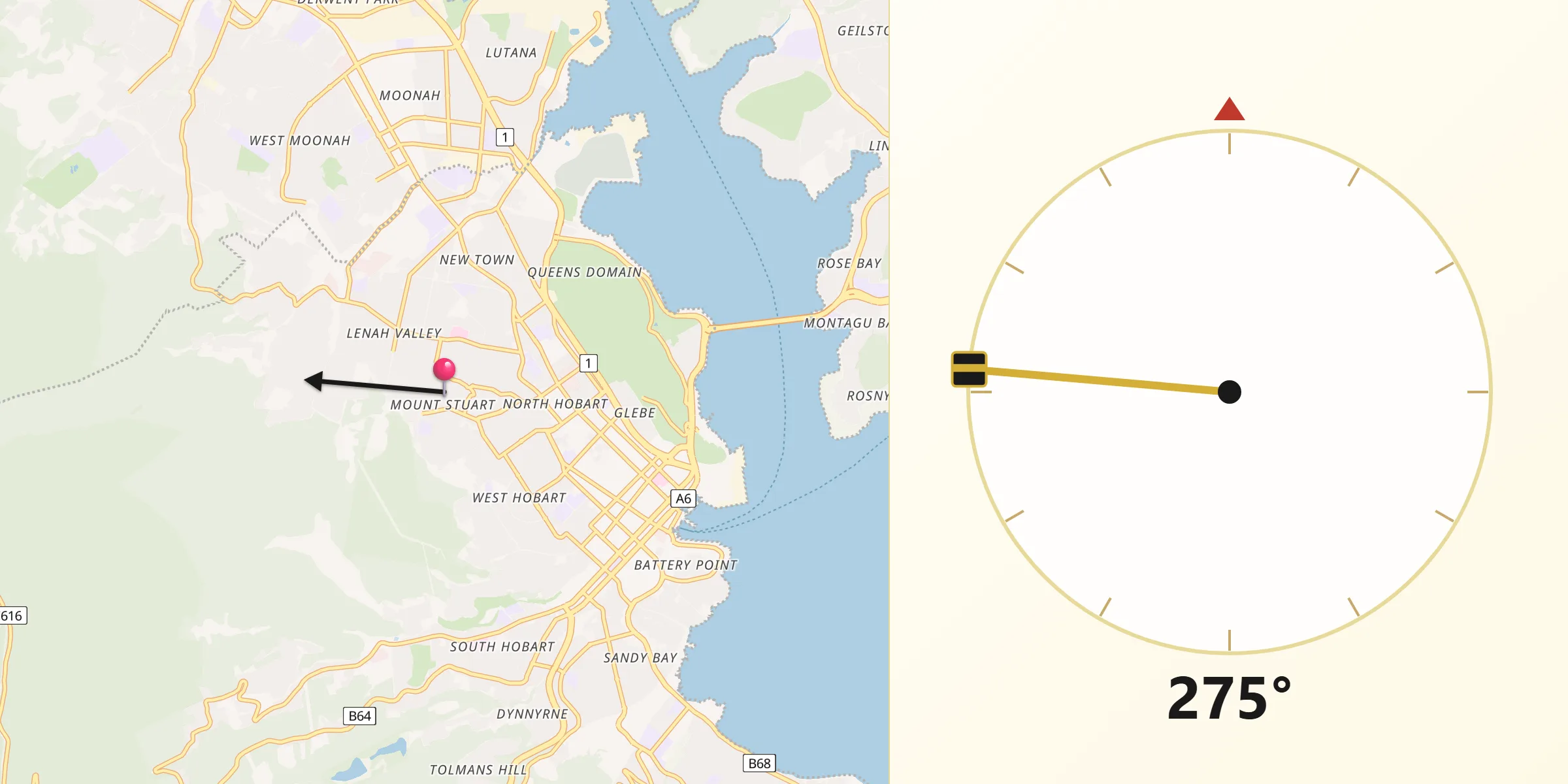 Qibla Direction from Mount Stuart