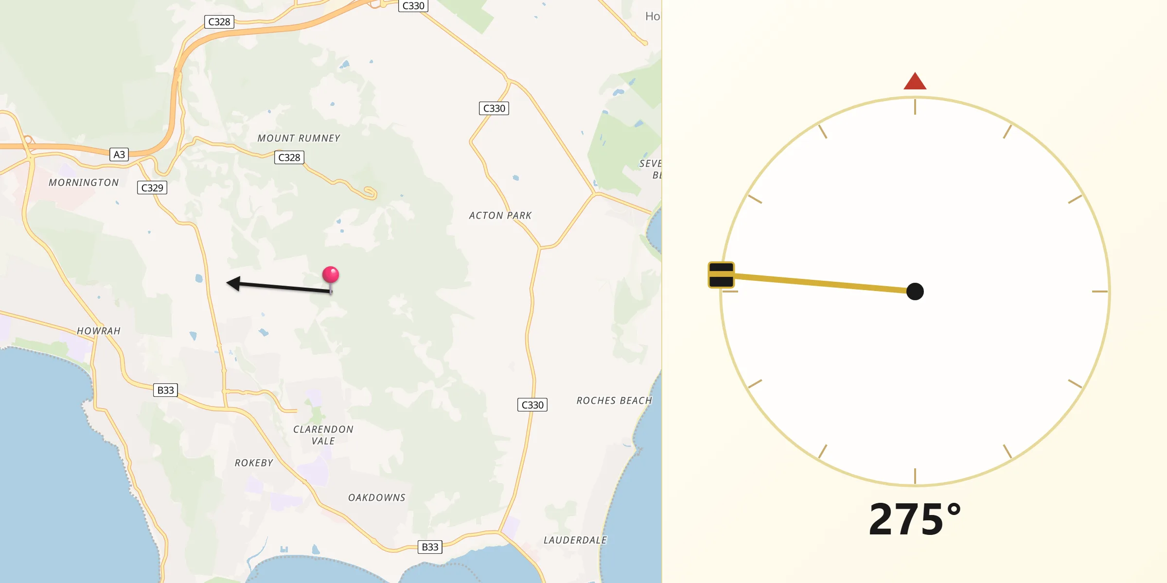 Qibla Direction from Clarence