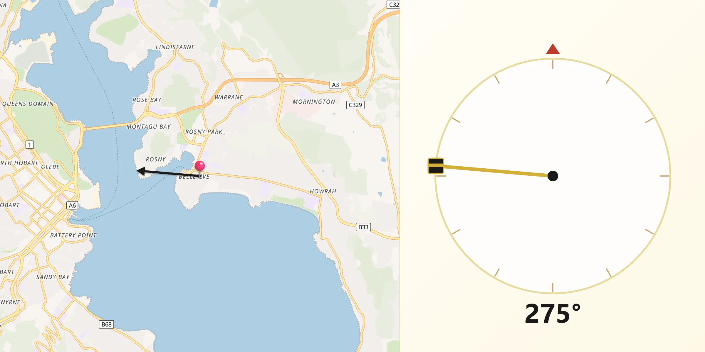 Qibla Direction from Bellerive