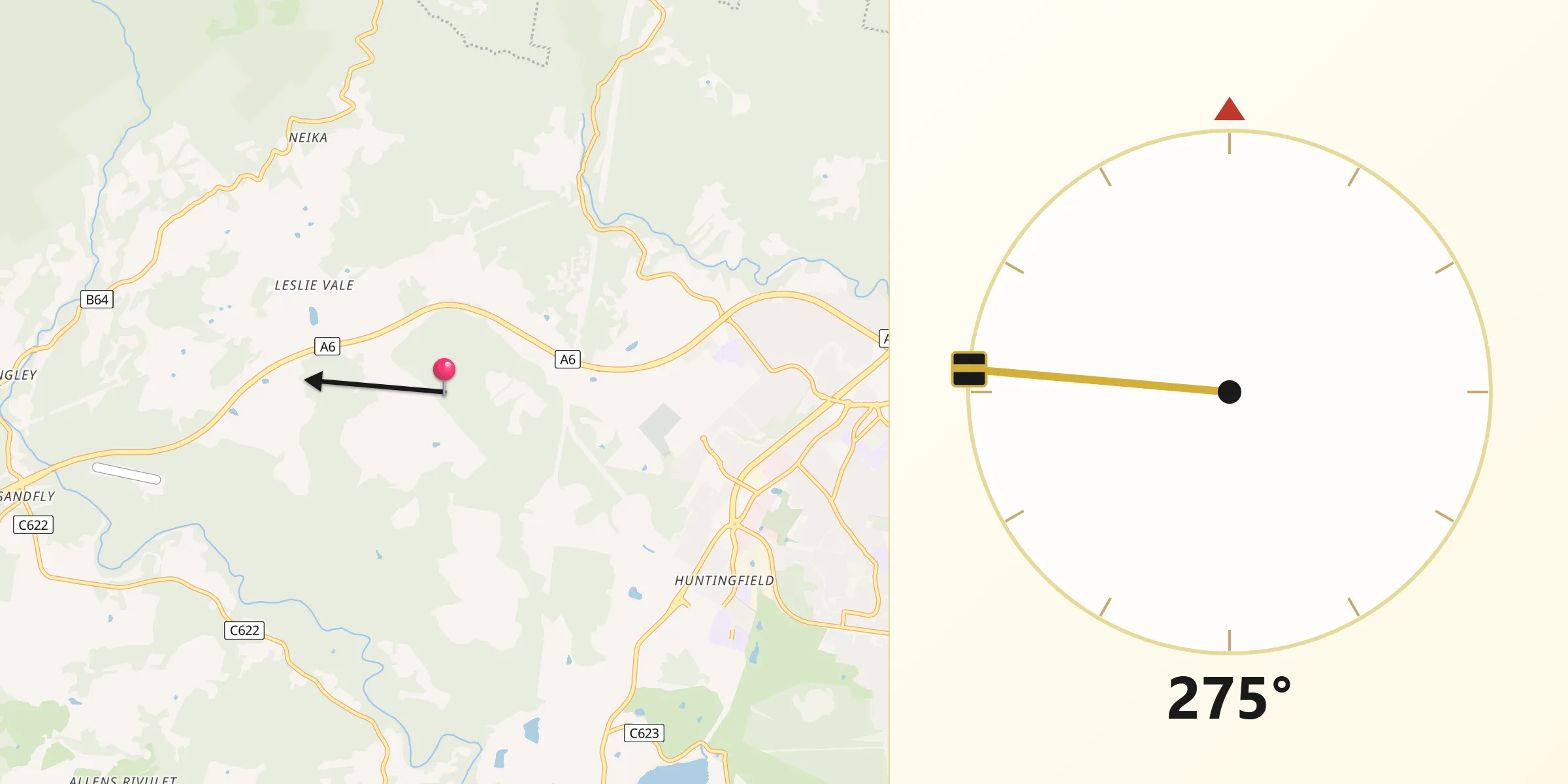 Qibla Direction from Kingborough