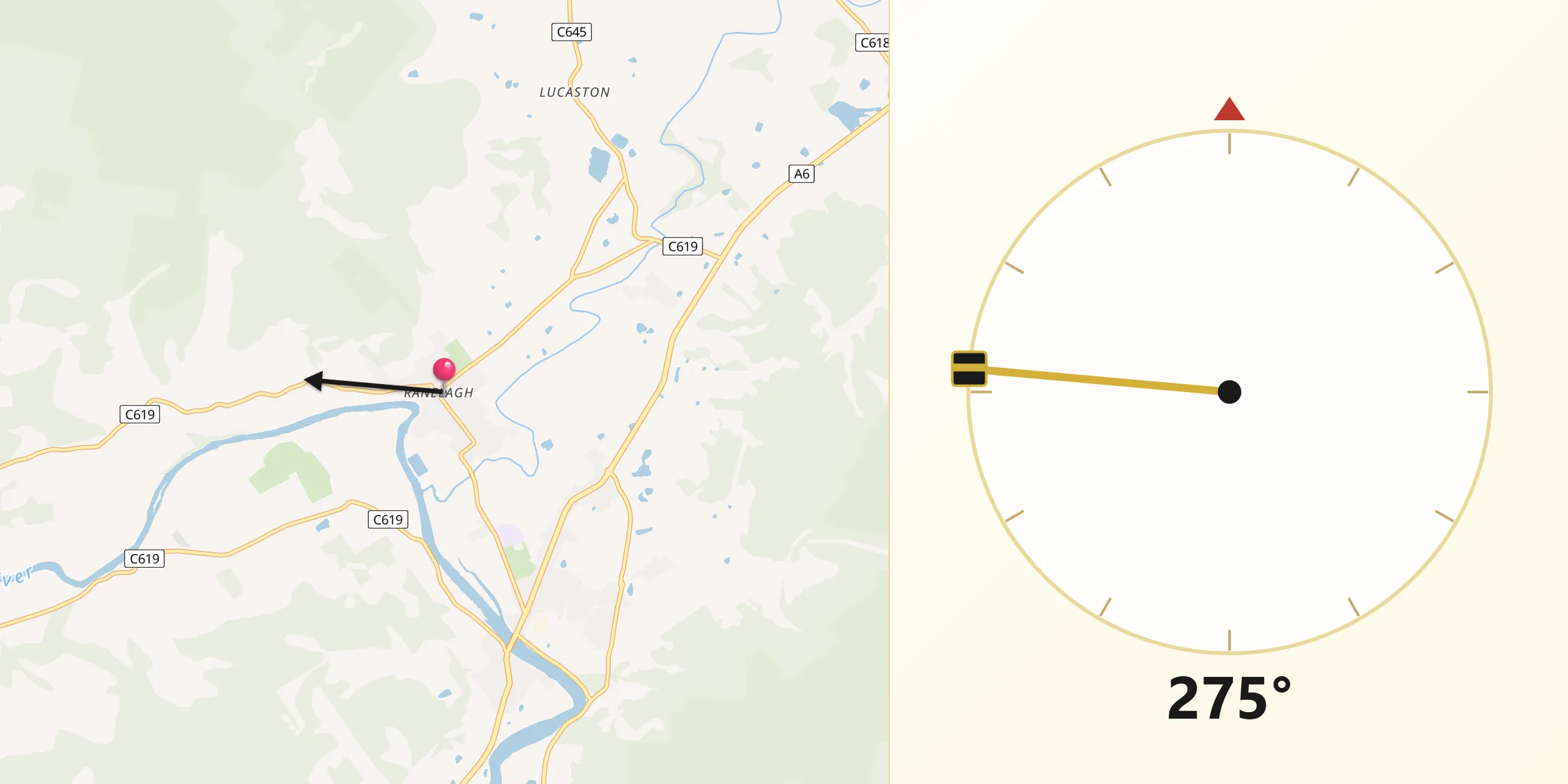 Qibla Direction from Ranelagh