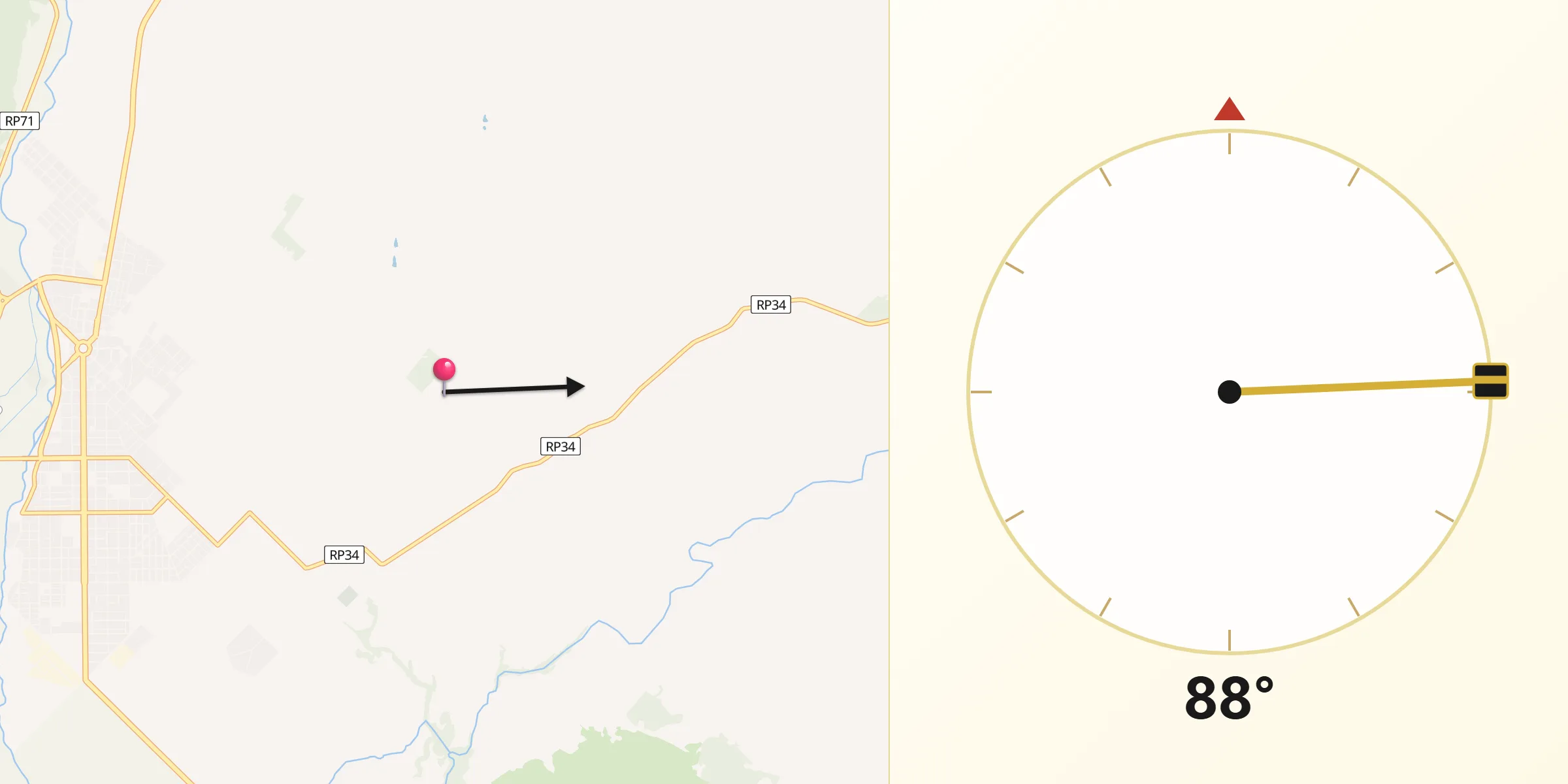 Dirección de la Qibla desde Departamento de Futaleufú