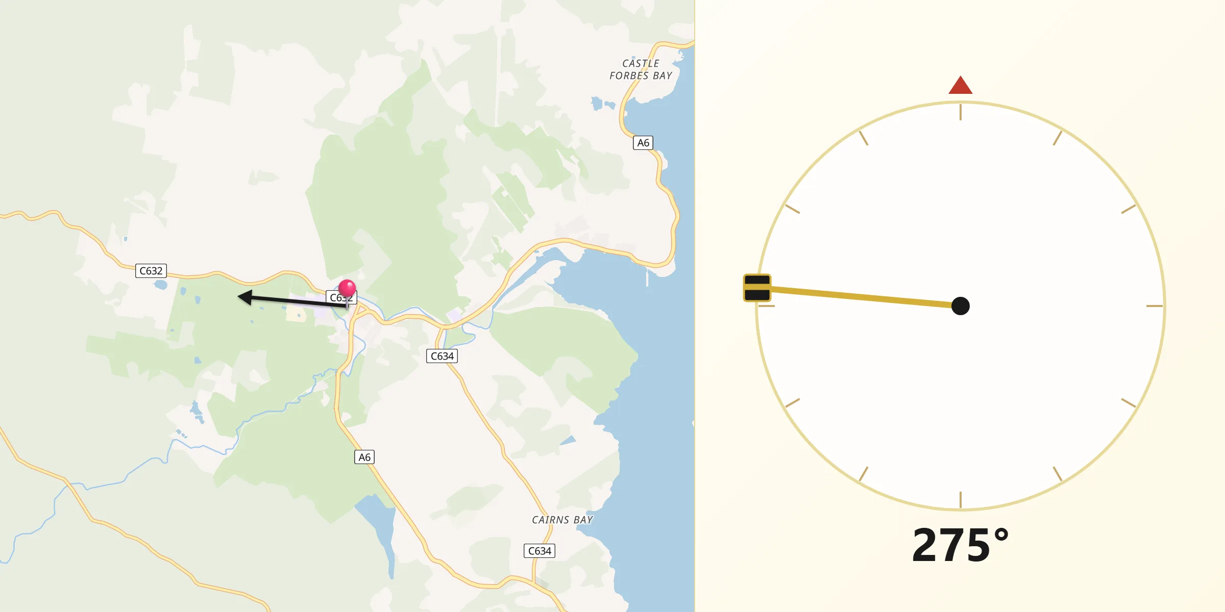 Qibla Direction from Geeveston