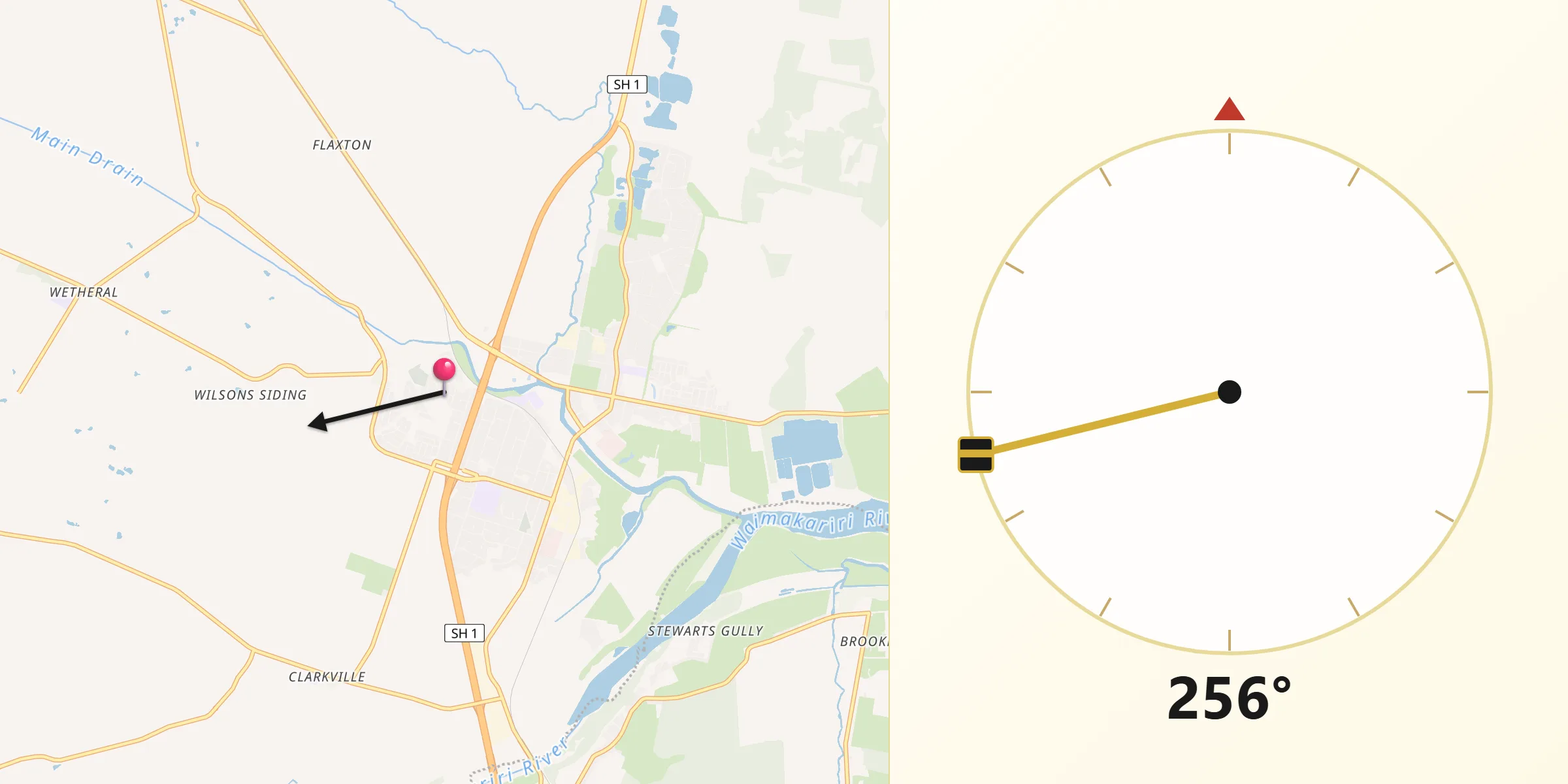 Qibla Direction from Kaiapoi
