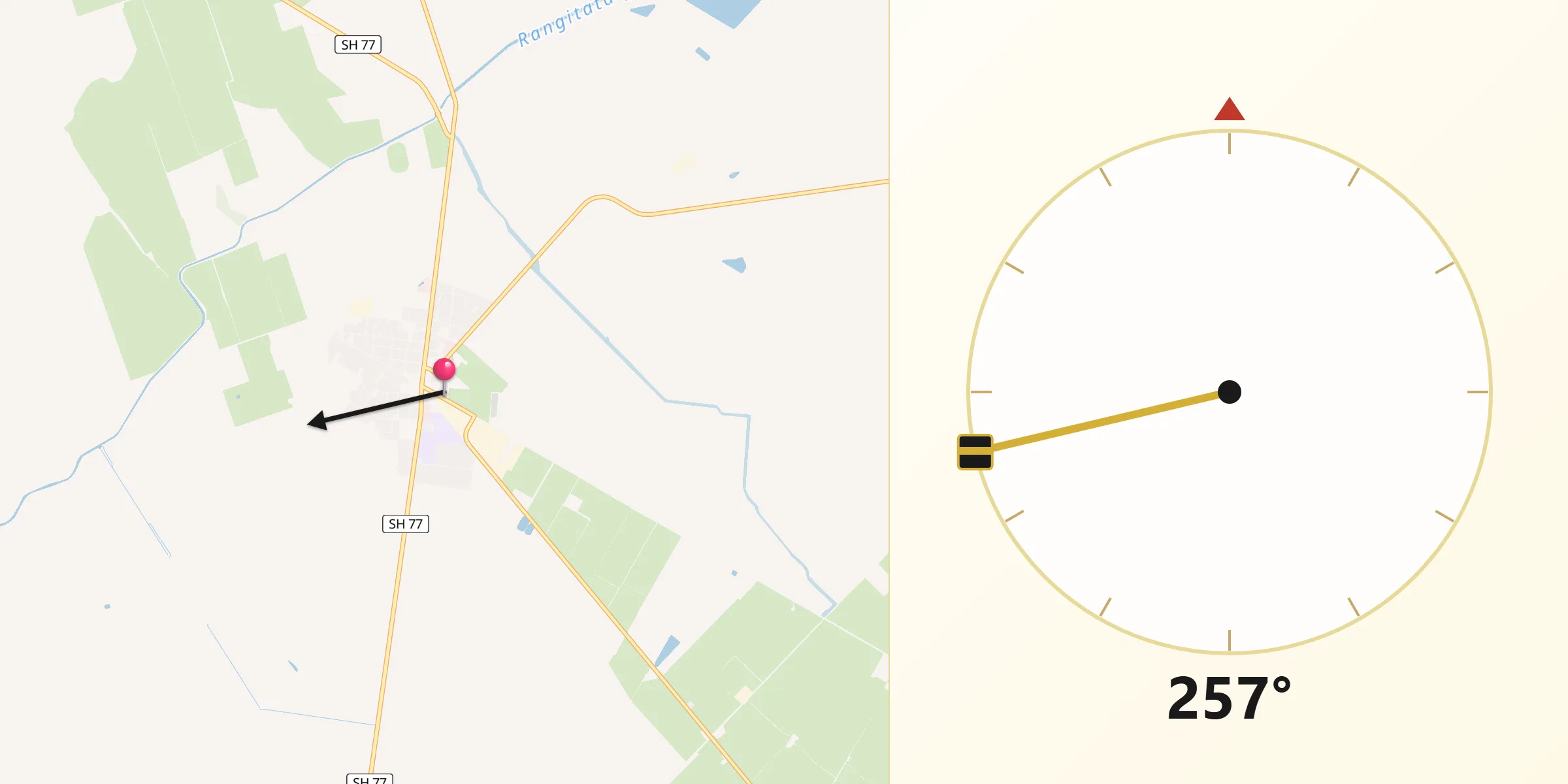 Qibla Direction from Methven