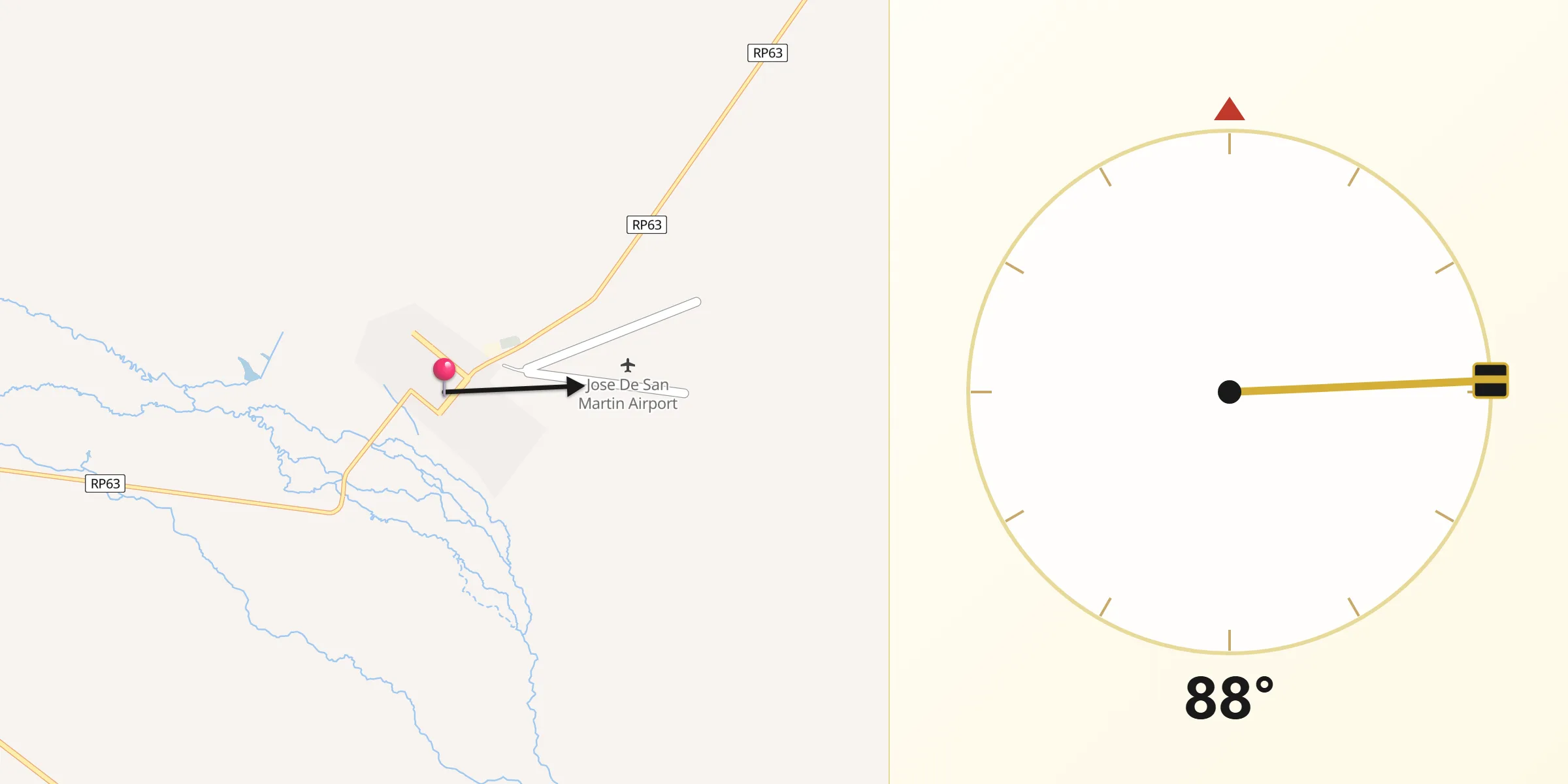Dirección de la Qibla desde José de San Martín