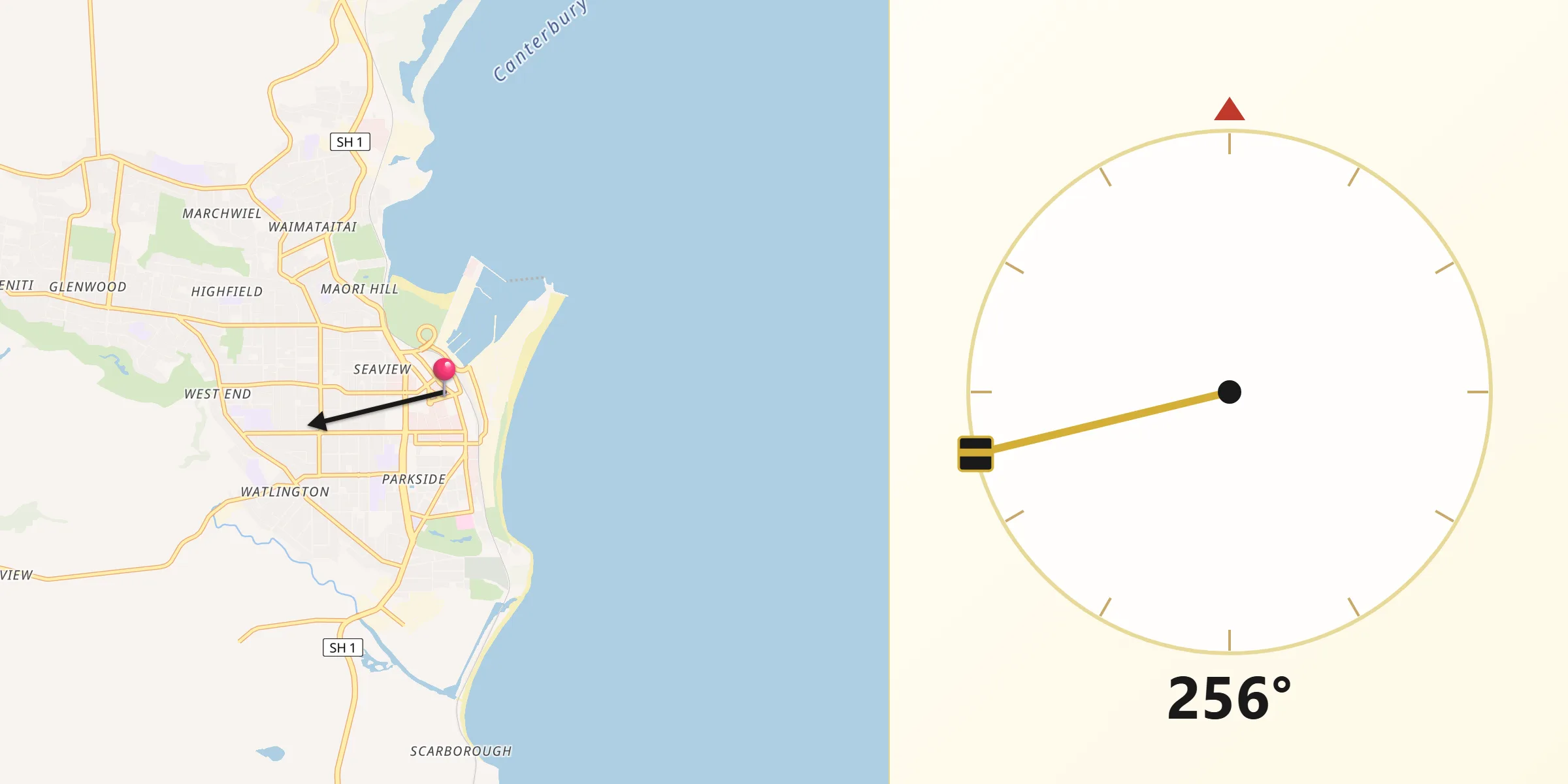 Qibla Direction from Timaru