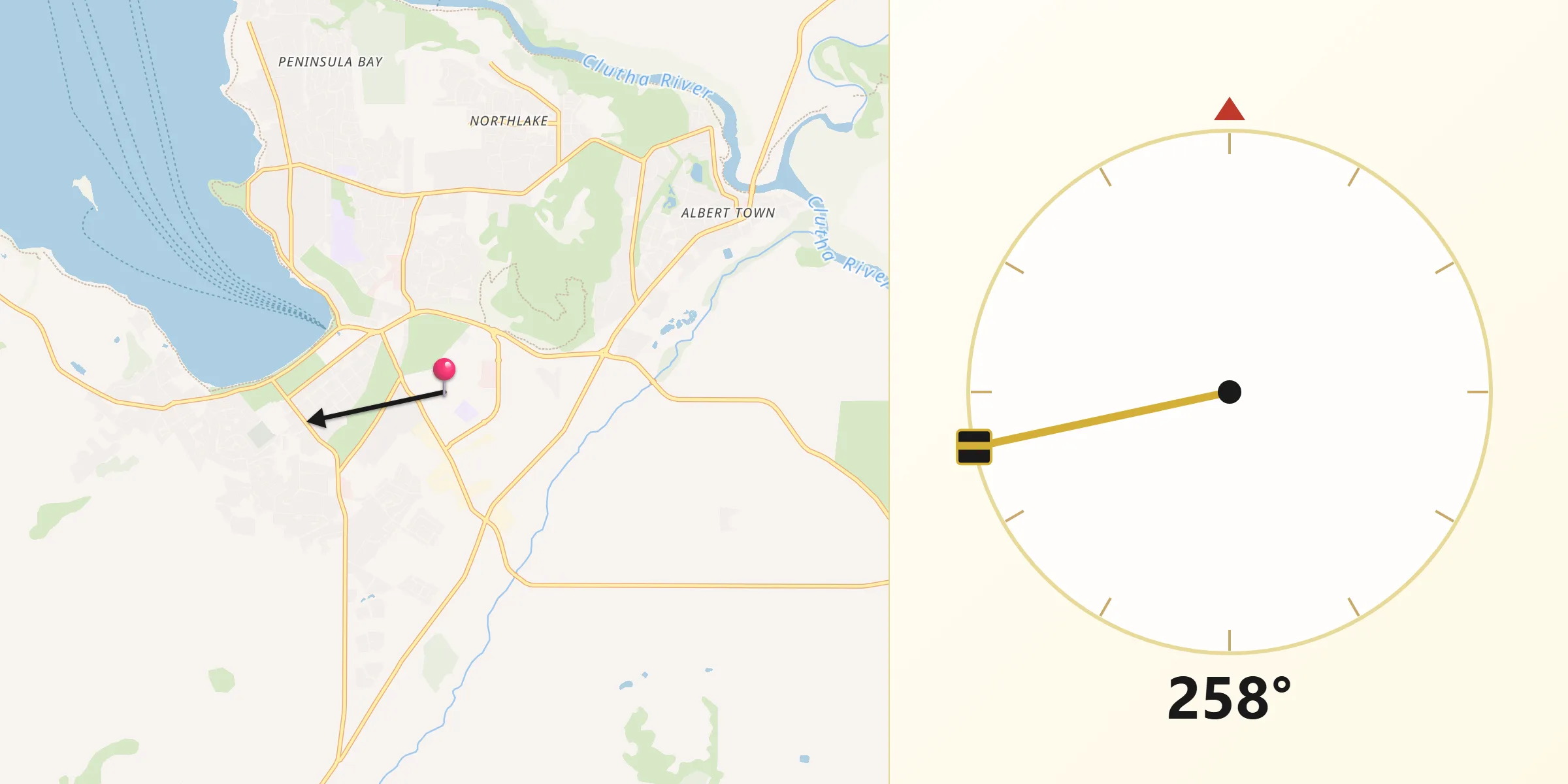 Qibla Direction from Wanaka