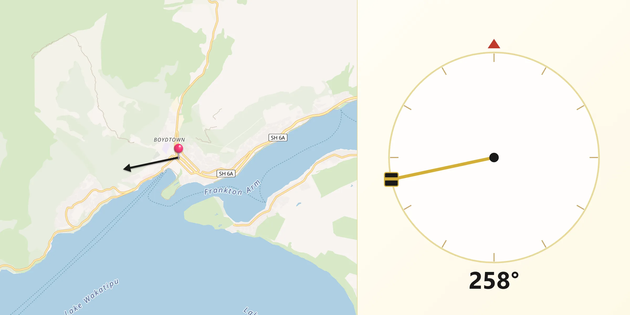 Qibla Direction from Queenstown