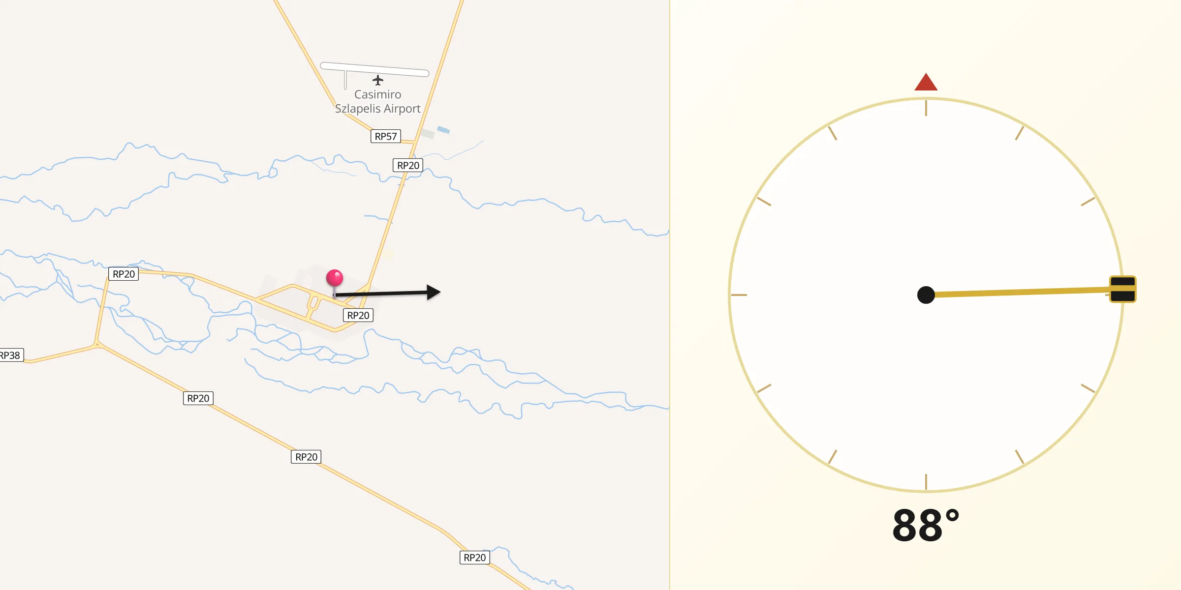 Dirección de la Qibla desde Alto Río Senguer