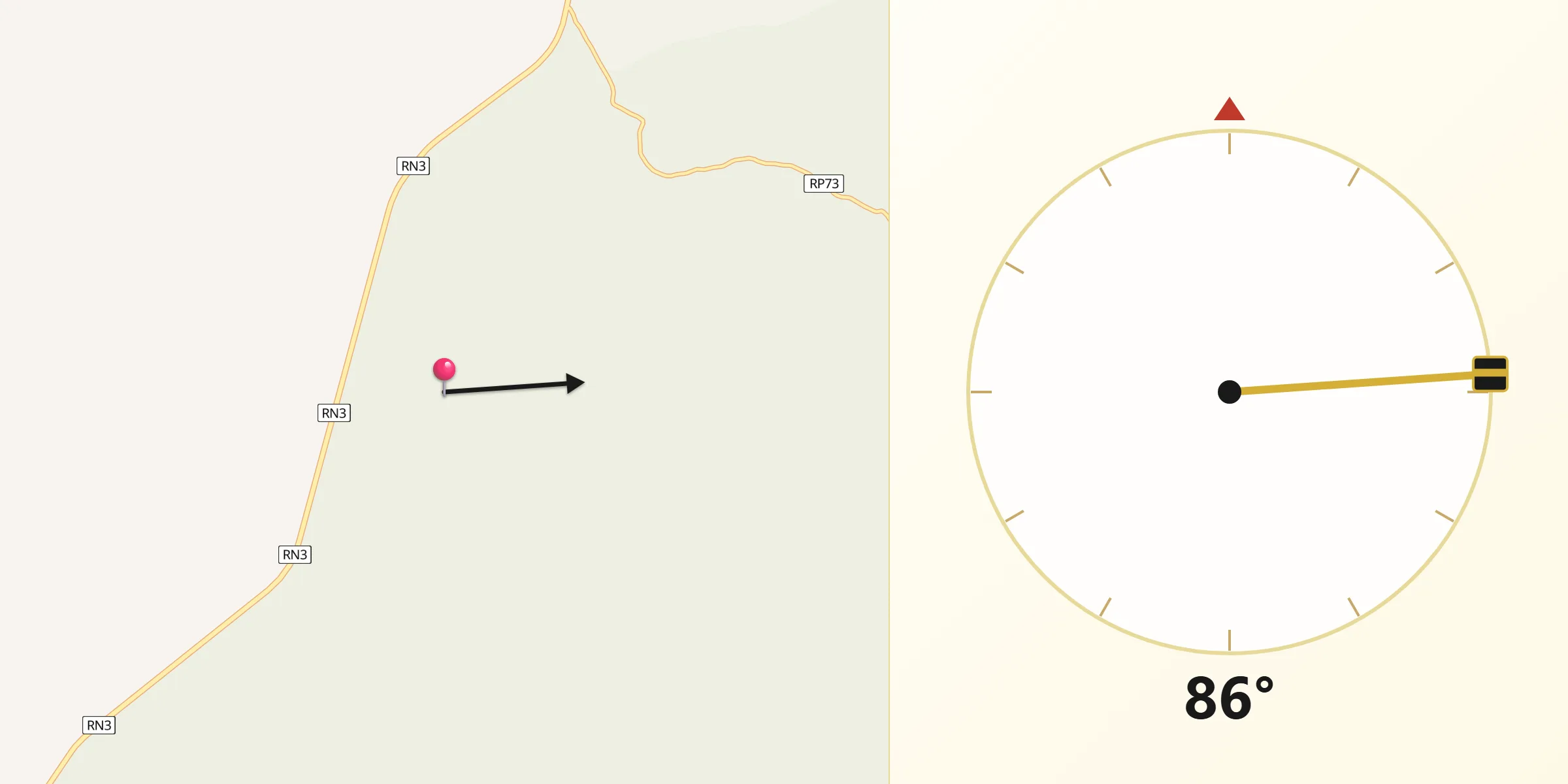 Dirección de la Qibla desde Departamento de Escalante