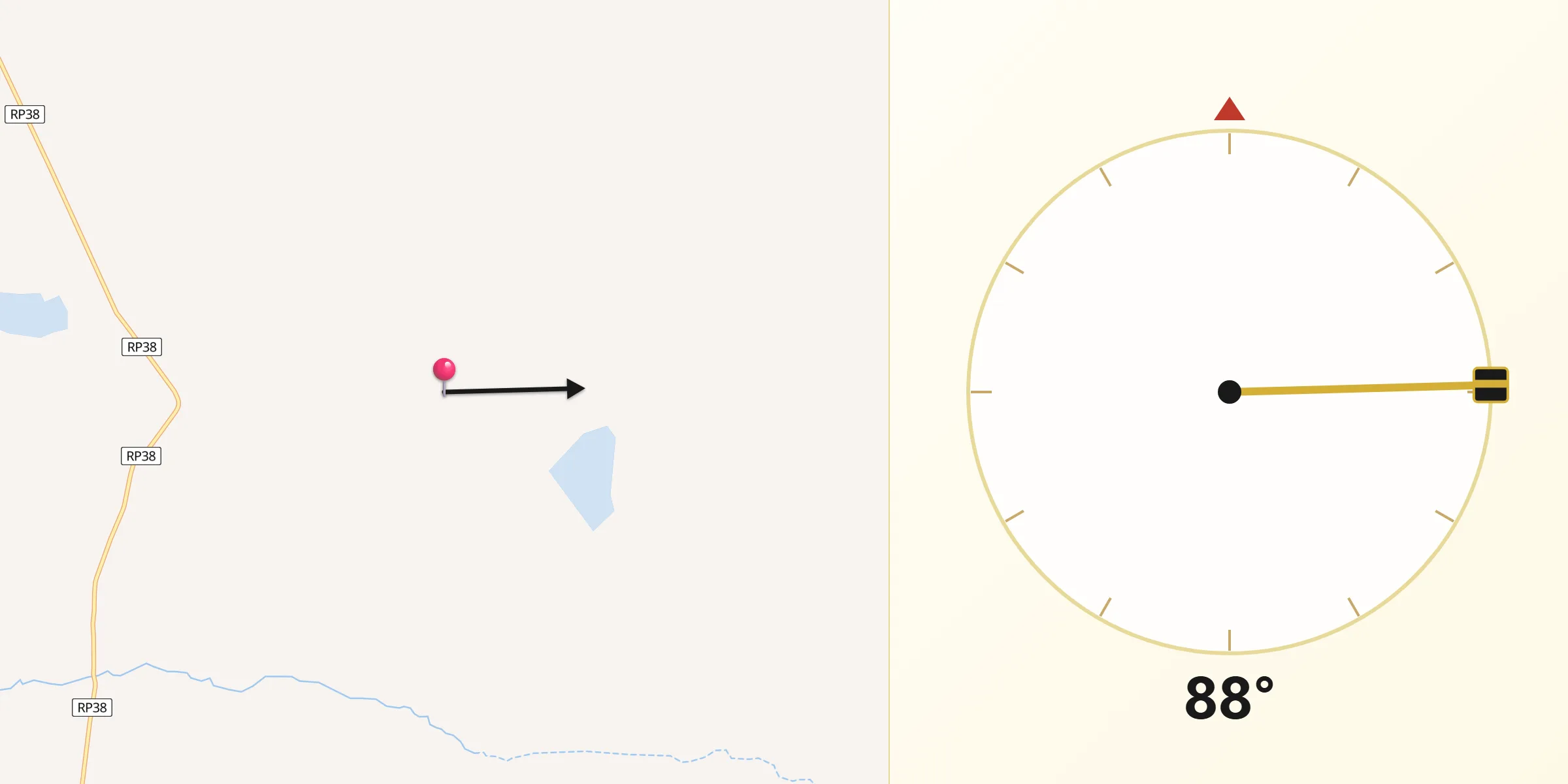 Dirección de la Qibla desde Departamento de Río Senguerr