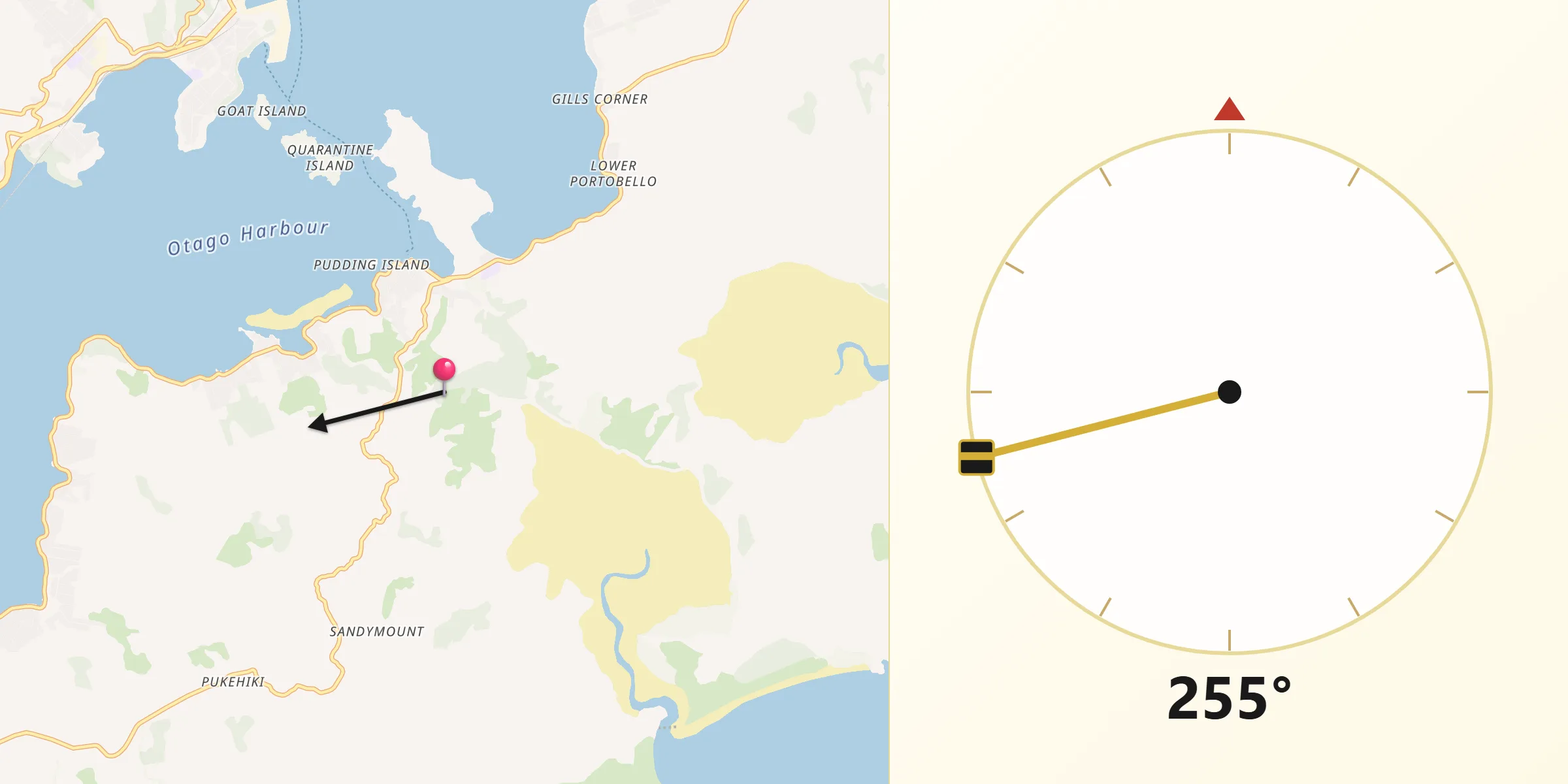 Qibla Direction from Portobello