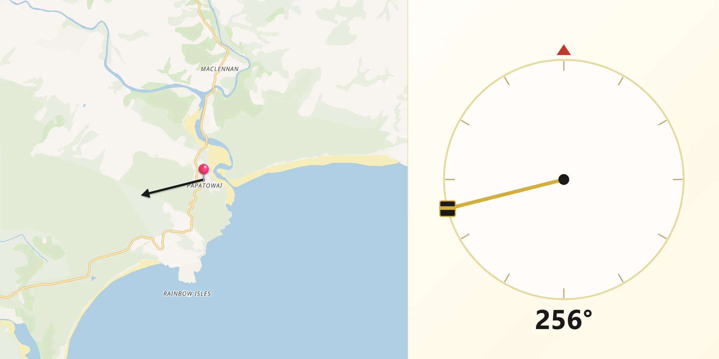 Qibla Direction from Papatowai
