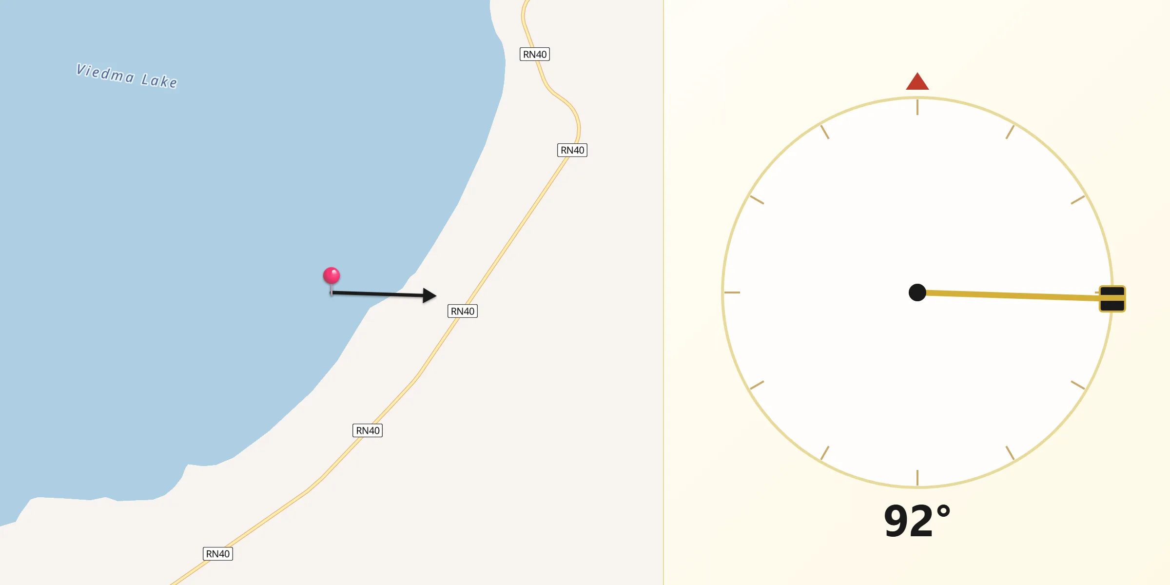 Dirección de la Qibla desde Departamento de Lago Argentino