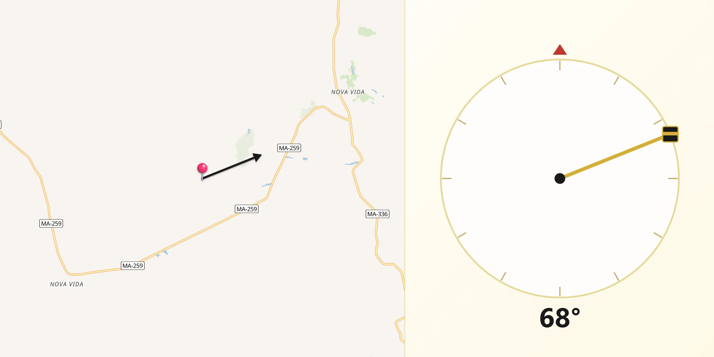 Direção da Qibla a partir de Joselândia