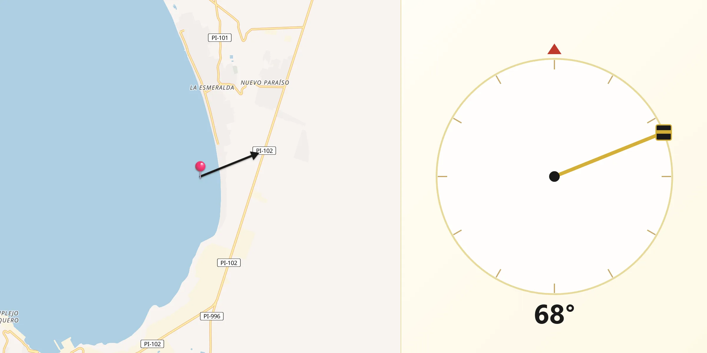 Dirección de la Qibla desde Salinera Colán