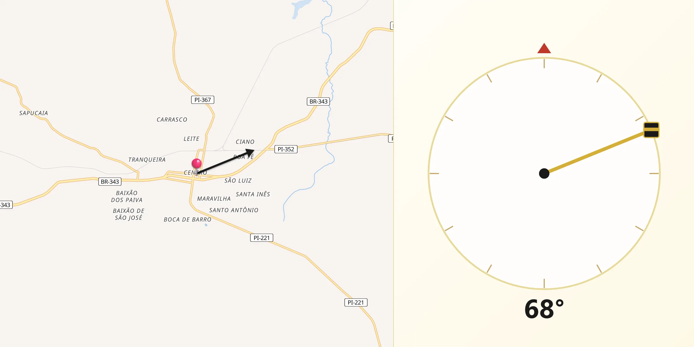 Direção da Qibla a partir de Altos