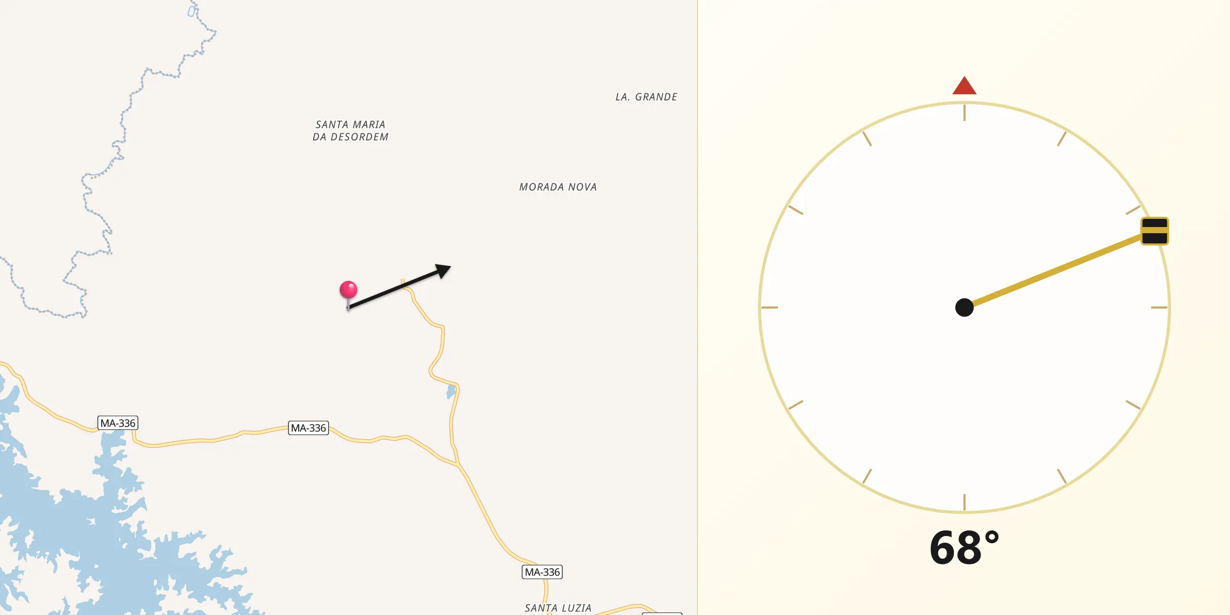 Direção da Qibla a partir de São José dos Basílios