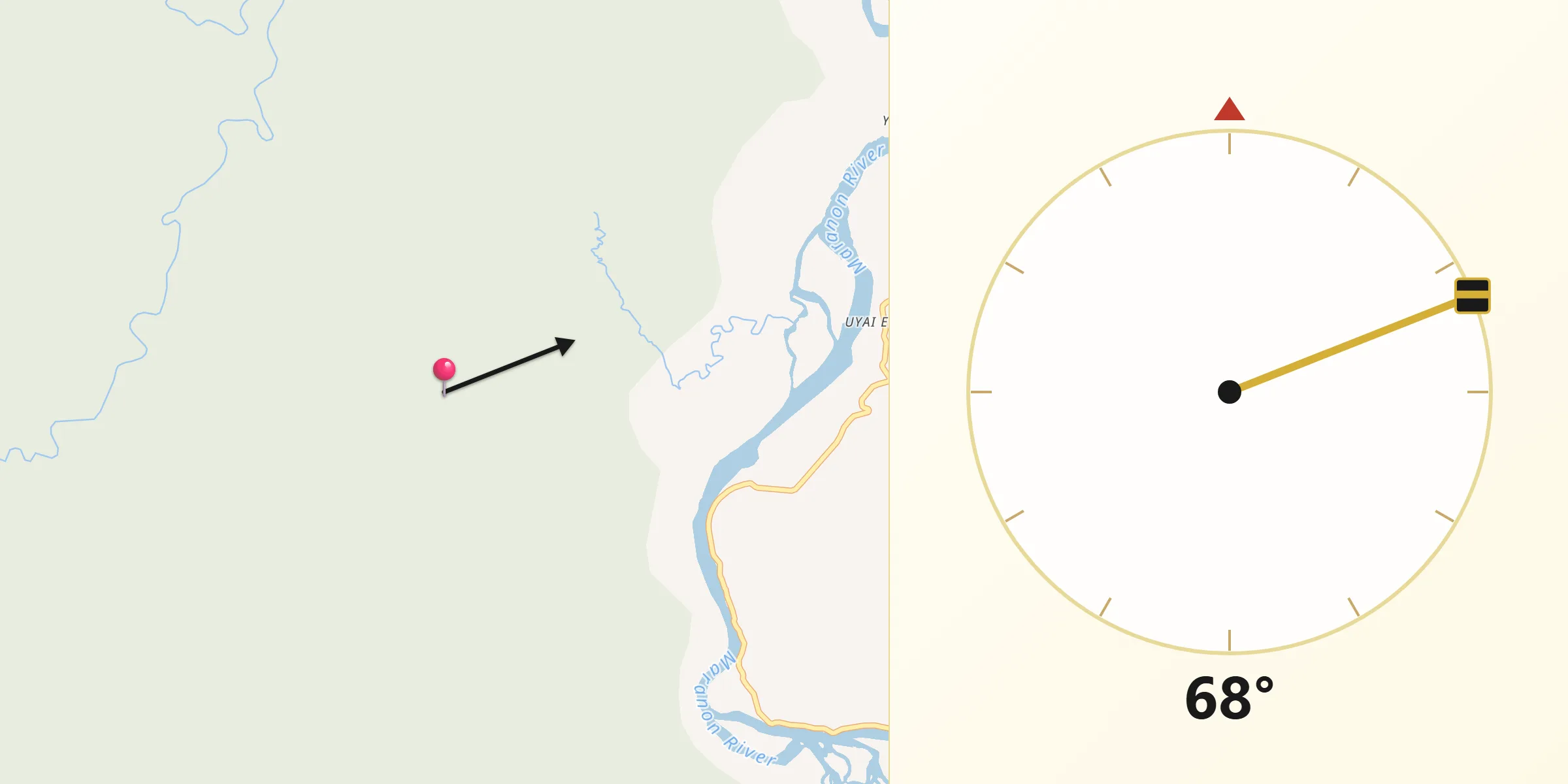 Dirección de la Qibla desde Provincia de Bagua