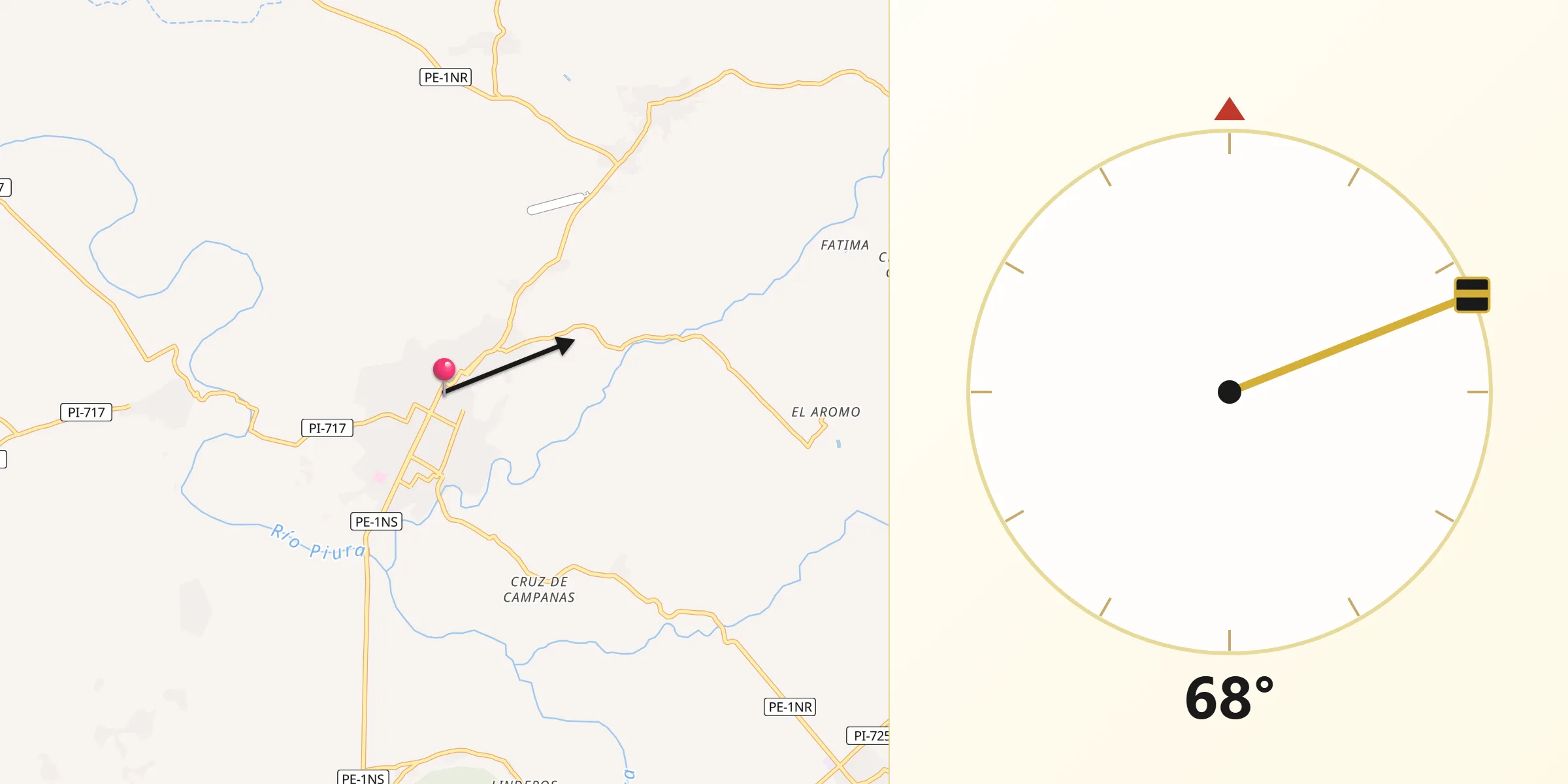 Dirección de la Qibla desde Chulucanas